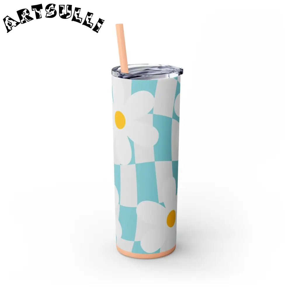 JAKKOUTTHEBXX Trippy Check Garden Skinny Tumbler with Straw 20oz