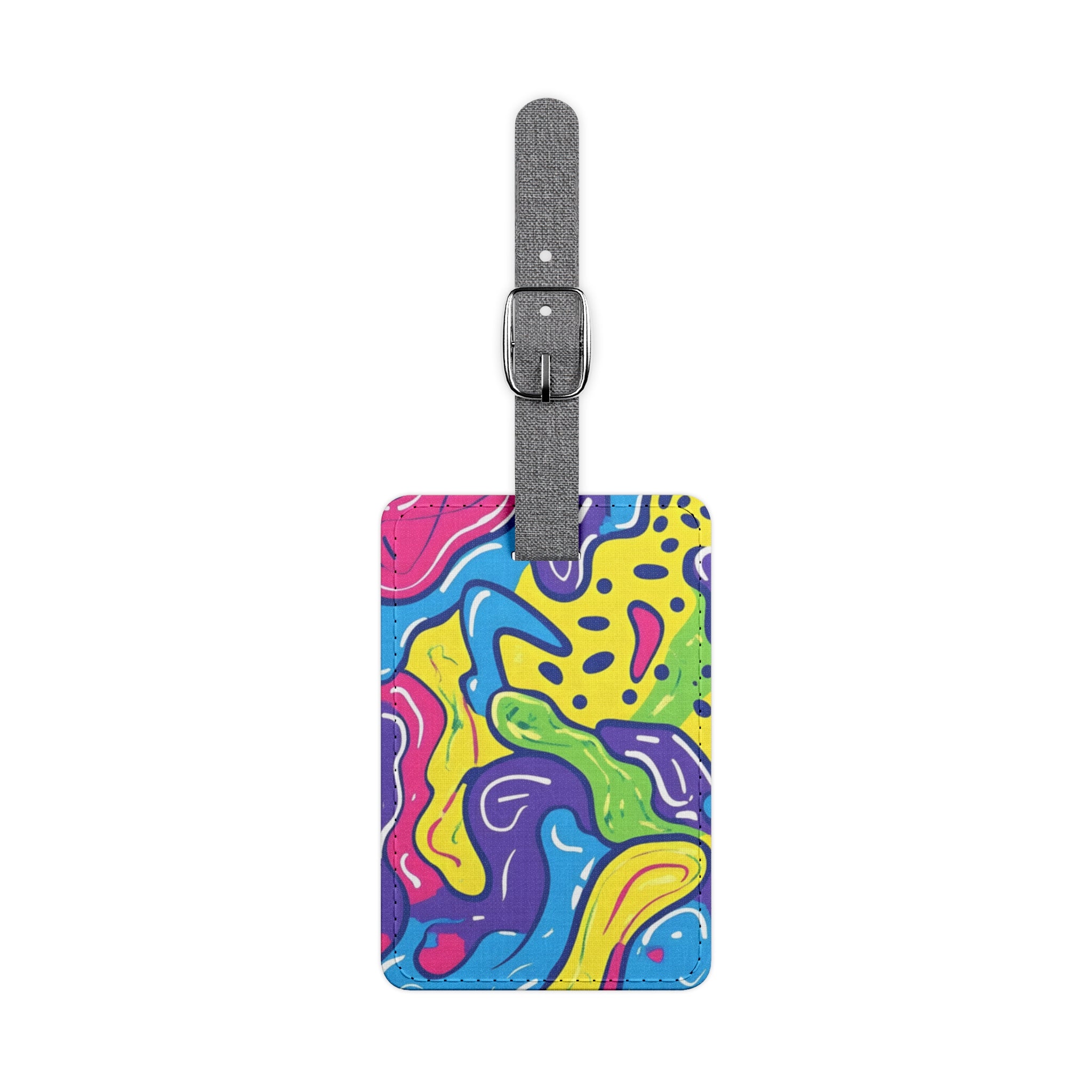 90s Trippy Slime Saffiano Polyester Luggage Tag, Rectangle, Artsulli - Art is Long, Life is Short, Accessories, Size, One size, Shape, Rectangle, , , 25576689564269682957