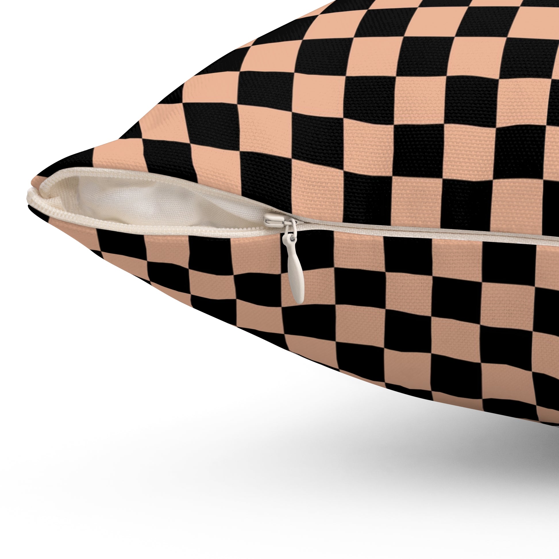 Checkerboard II Soft Orange and Black Spun Polyester Square Pillow, Artsulli - Art is Long, Life is Short, Home Decor, , , , , , , 