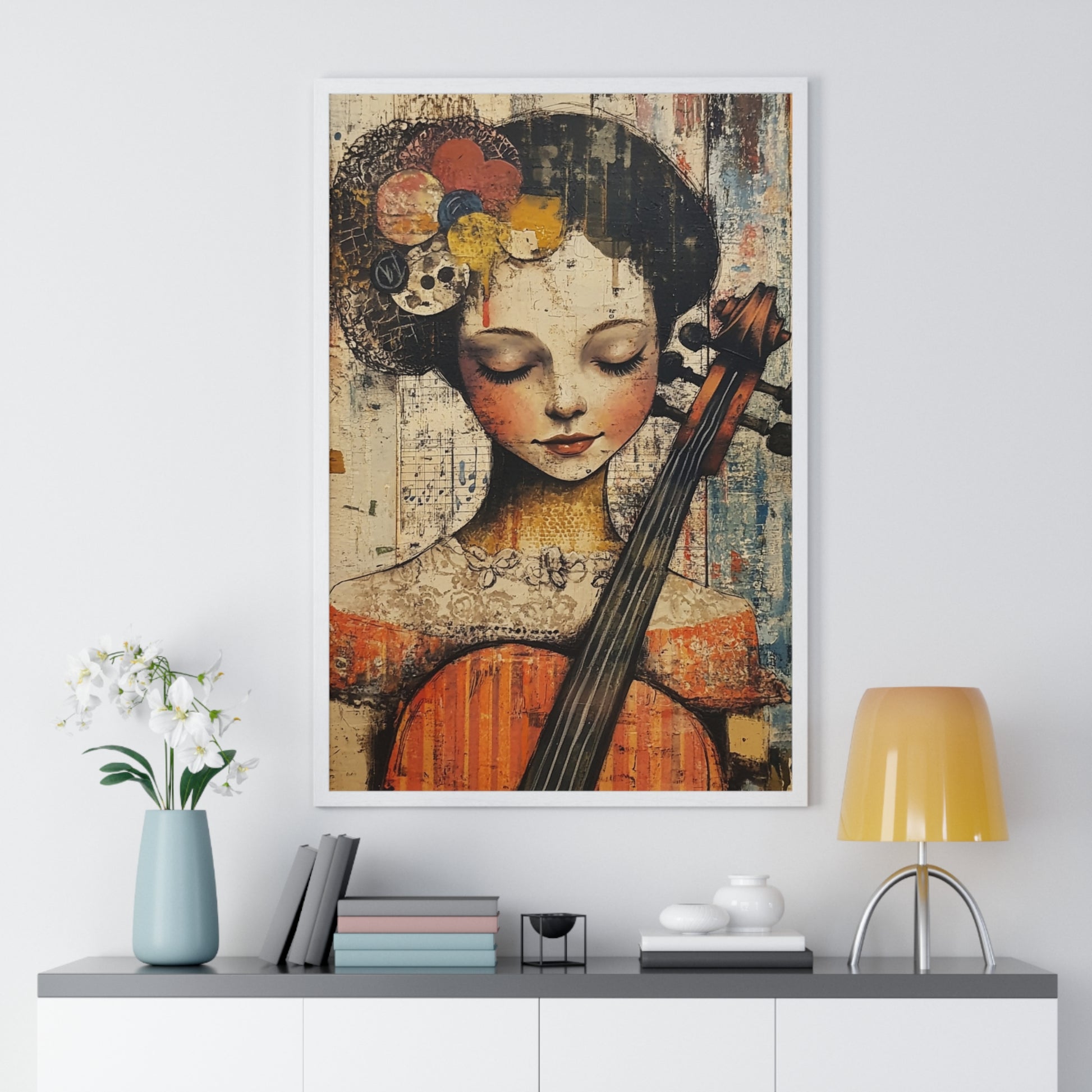 Girl With A Violin Vertical Framed Poster, Artsulli - Art is Long, Life is Short, Poster, , , , , , , 