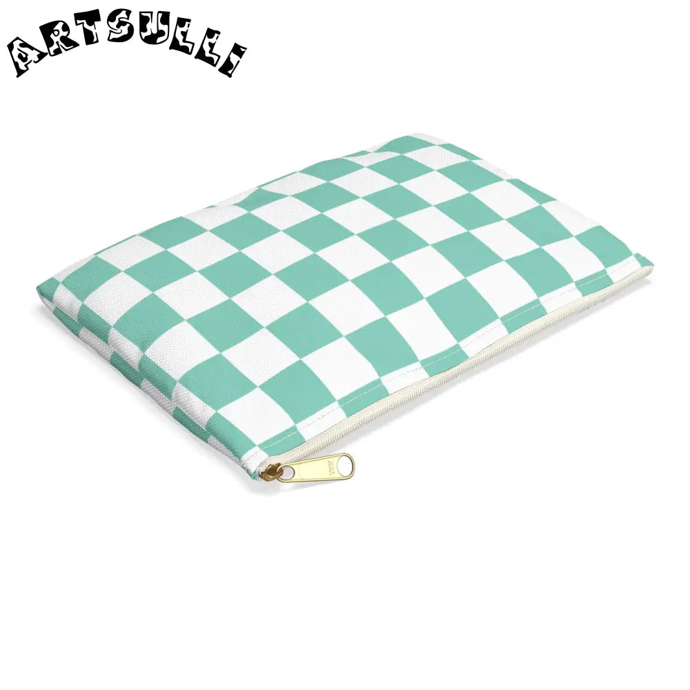 JAKKOUTTHEBXX Checkerboard Light Green Accessory Pouch JAKKOUTTHEBXX