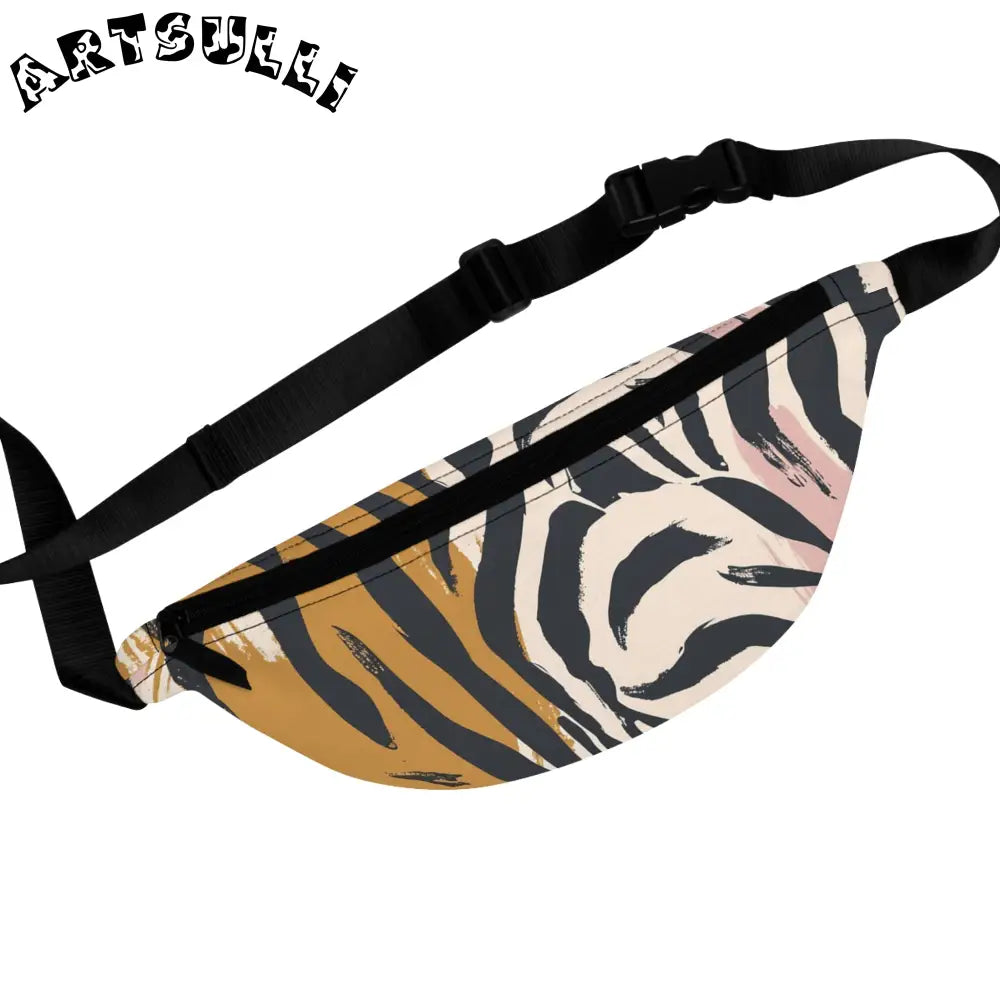 JAKKOUTTHEBXX Art printed tiger fanny pack with adjustable black