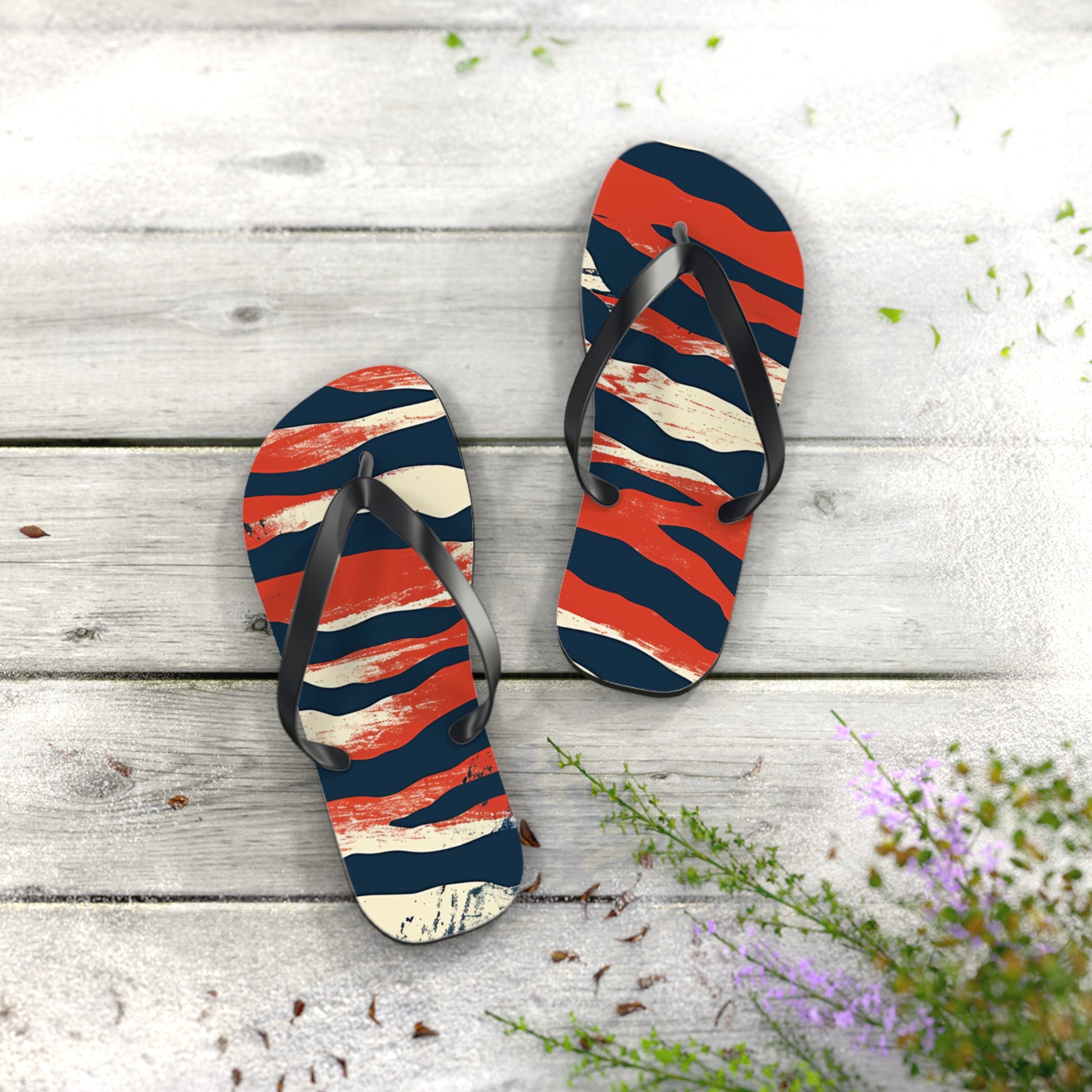 Camo Tiger Stripes Flip Flops, Artsulli - Art is Long, Life is Short, Shoes, , , , , , , 