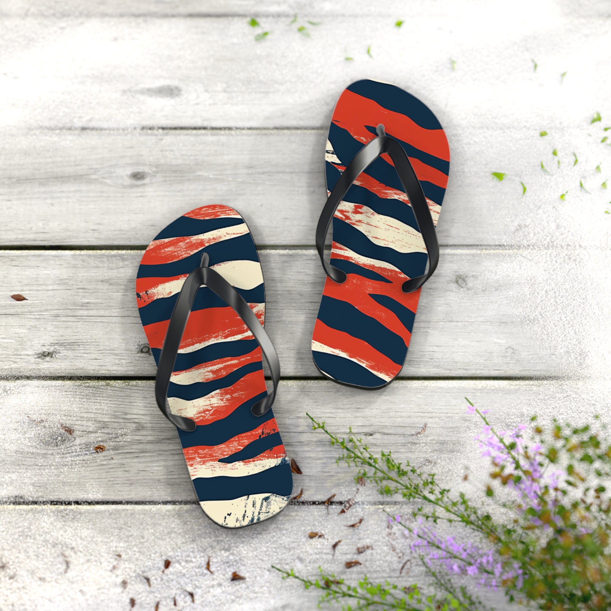 Camo Tiger Stripes Flip Flops, Artsulli - Art is Long, Life is Short, Shoes, , , , , , , 