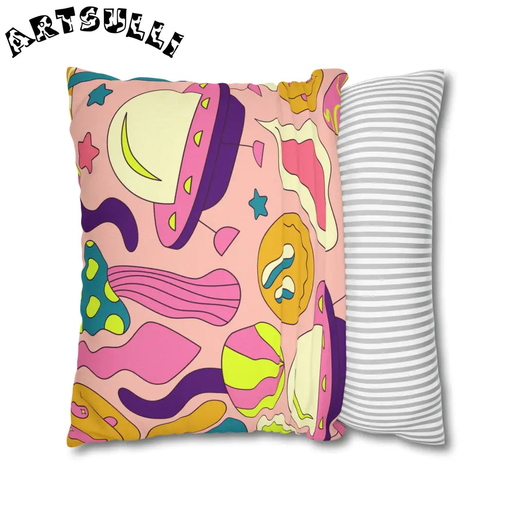 JAKKOUTTHEBXX Trippy Spaceships Pink Spun Polyester Square