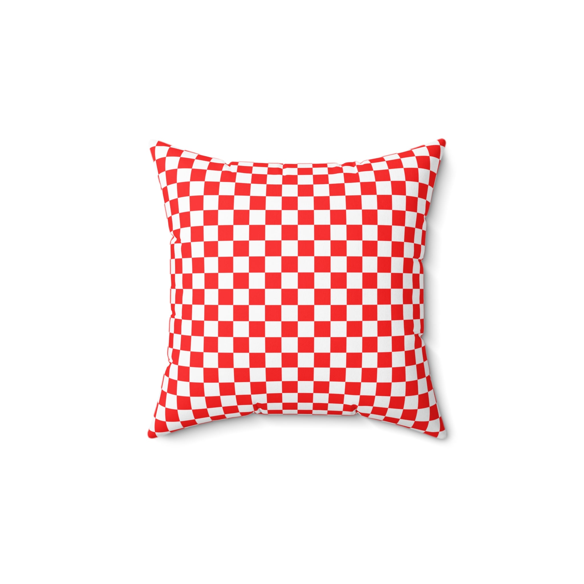 Checkerboard Red and White Spun Polyester Square Pillow, Artsulli - Art is Long, Life is Short, Home Decor, Size, 14" × 14", , , , , 39535180319700520715