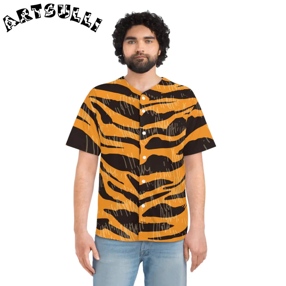 JAKKOUTTHEBXX Tiger Scratches Orange & Black Men’s Baseball Jersey