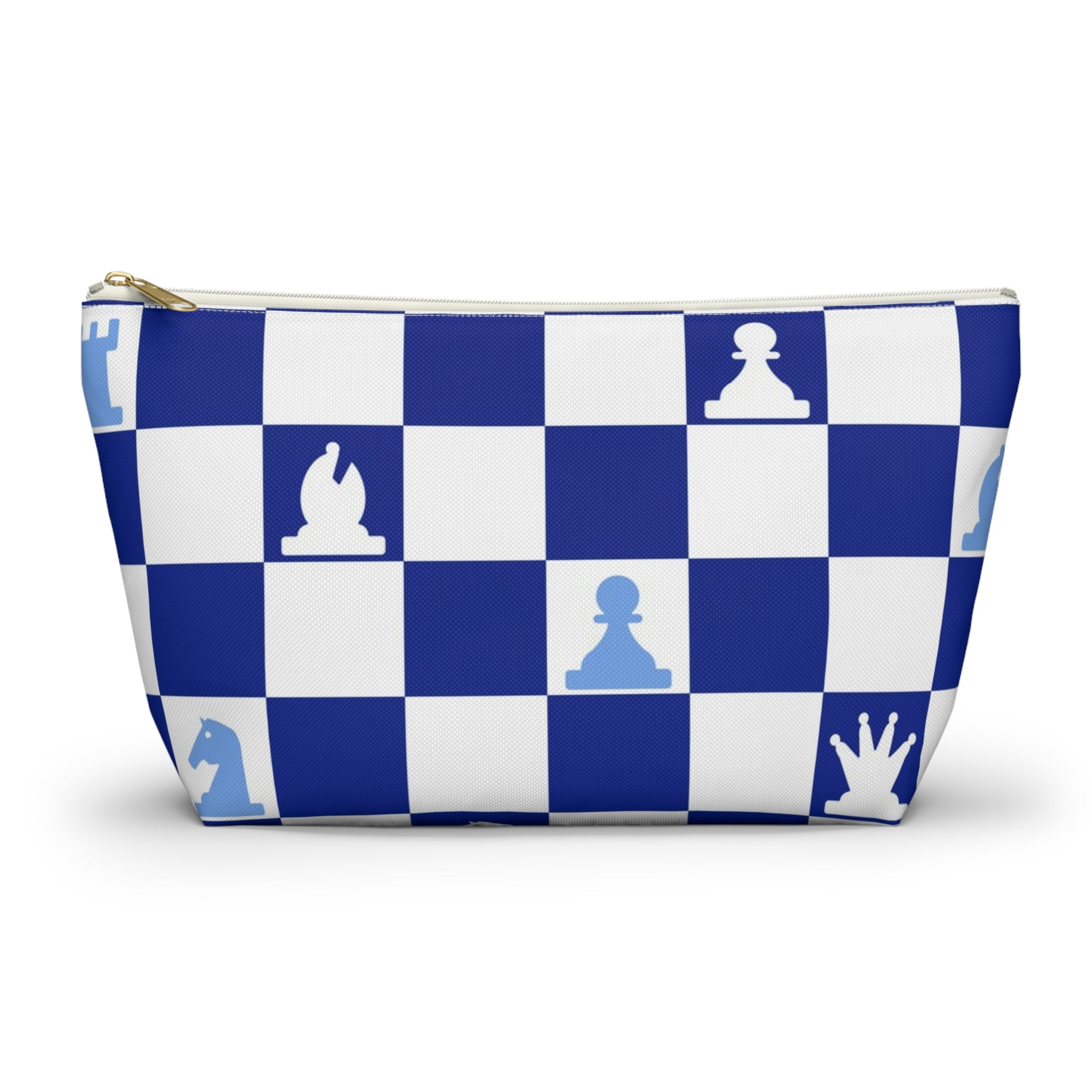 Chessboard Navy Blue Accessory Pouch w T-bottom, Artsulli - Art is Long, Life is Short, Bags, Size, Large, Color, White zipper, , , 12706780204197803616