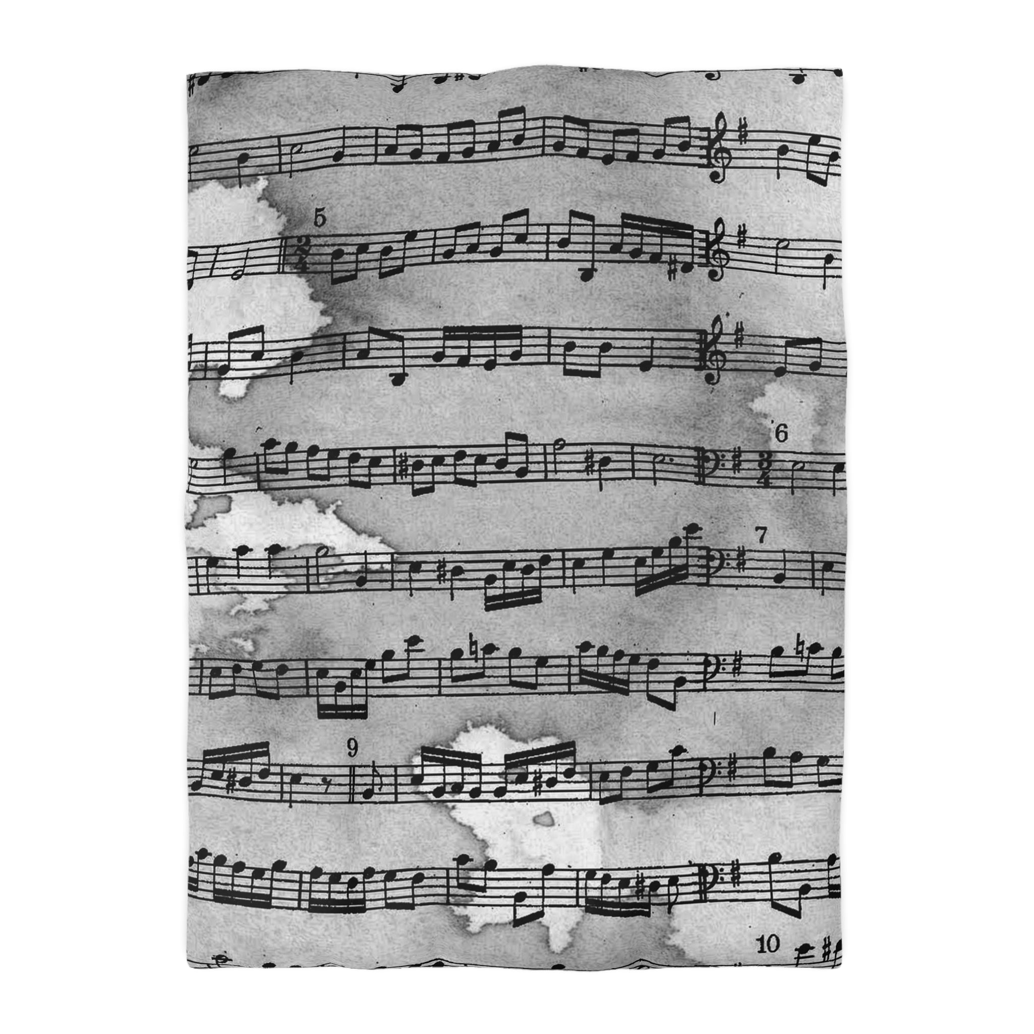 Drip Spill Type Beat Sheet Music Black Microfiber Duvet Cover, Artsulli - Art is Long, Life is Short, Home Decor, Size, Twin XL, Color, Cream, , , 17774803662722899851