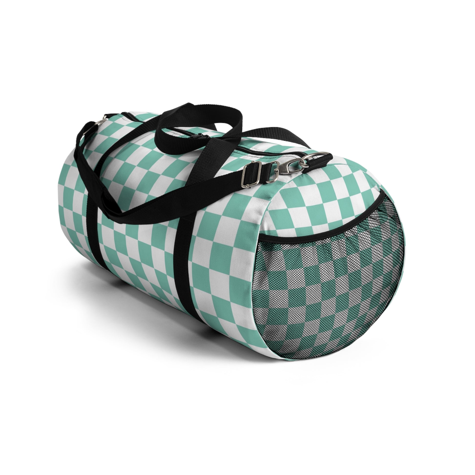 Checkerboard Light Green Duffel Bag, Artsulli - Art is Long, Life is Short, Bags, , , , , , , 