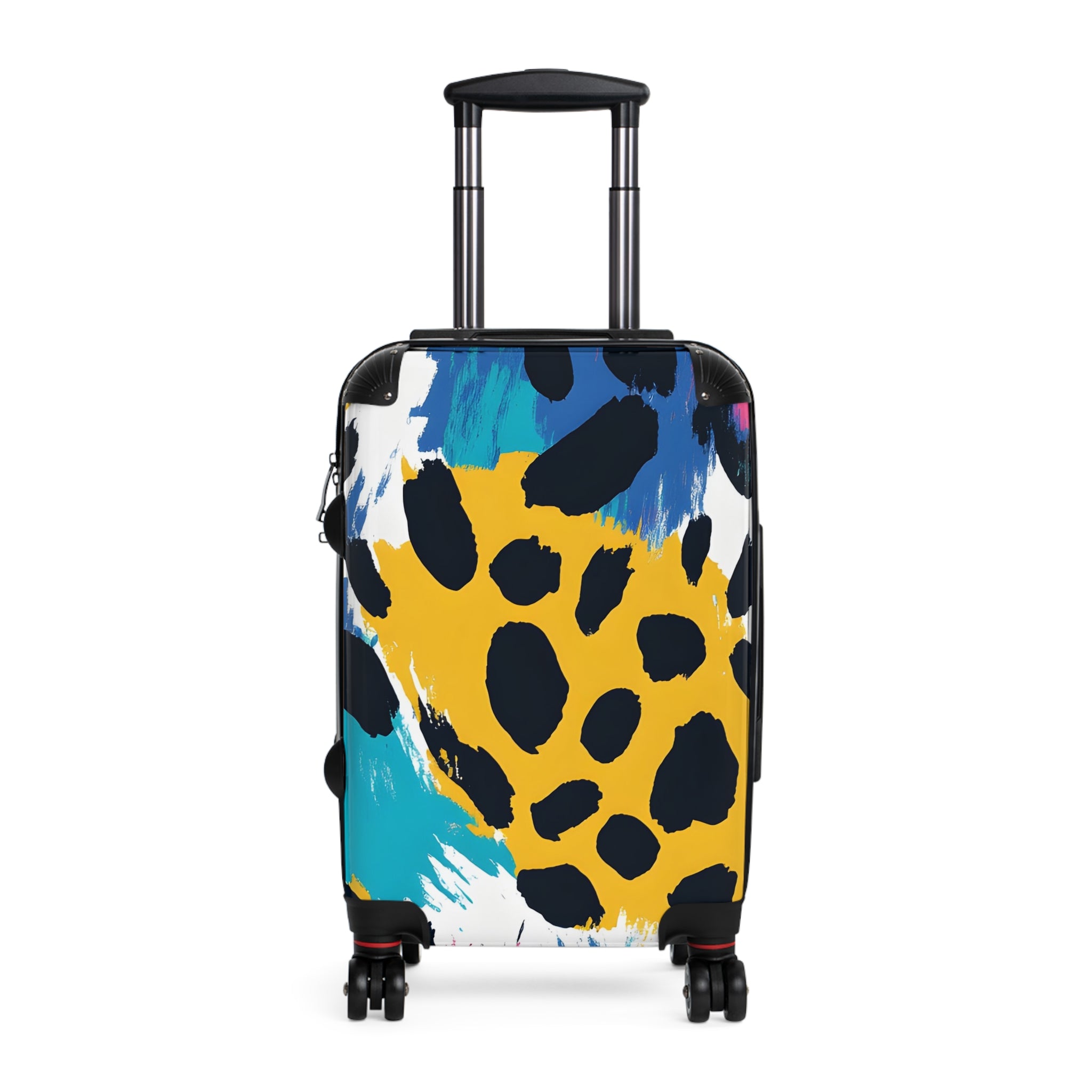 Leopard Print x Paint Brush Strokes Multi-Color Suitcase, Artsulli - Art is Long, Life is Short, Bags, Size, Small, Color, Black, , , 18910064773966759418
