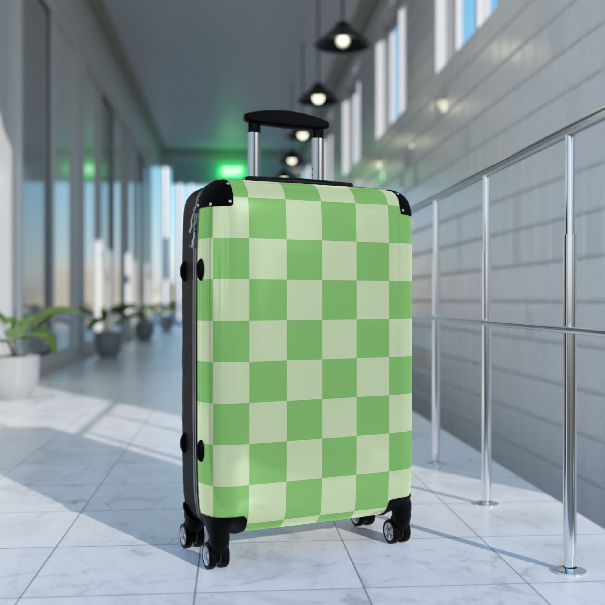 Checkerboard Green Suitcase, Artsulli - Art is Long, Life is Short, Bags, , , , , , , 