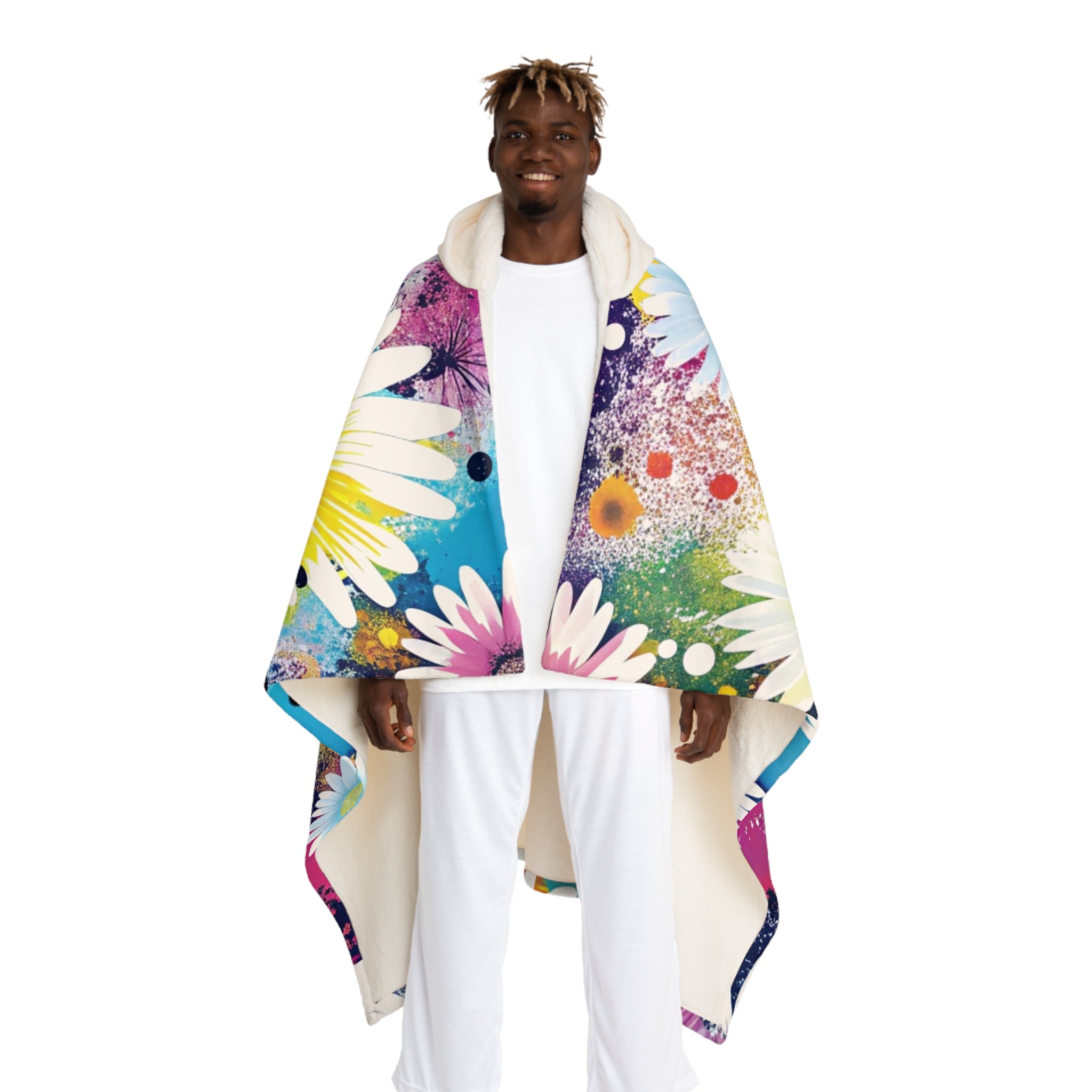 Magical Flower Explosion II Multi-Color Hooded Sherpa Fleece Blanket, Artsulli - Art is Long, Life is Short, All Over Prints, Size, One size, Color, Cream, , , 29323921416468
