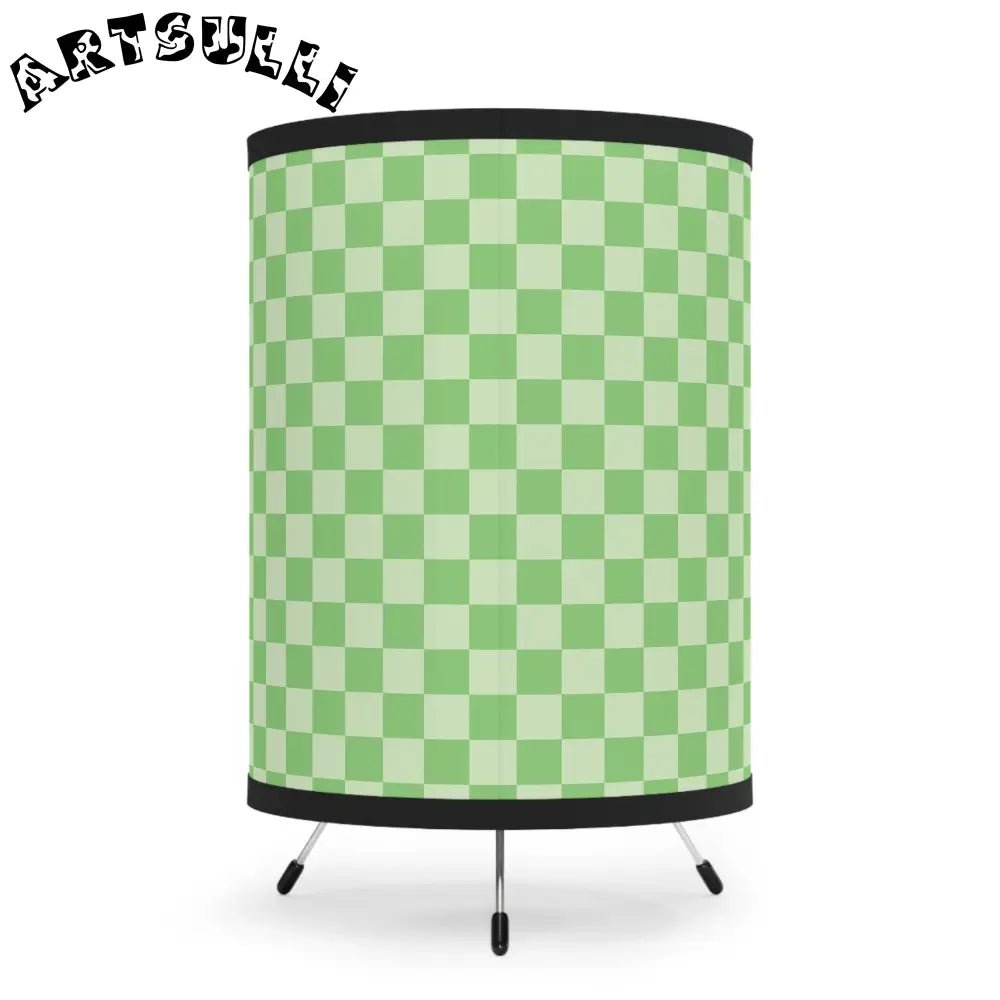 JAKKOUTTHEBXX Checkerboard Green Tripod Lamp with High-Res Printed