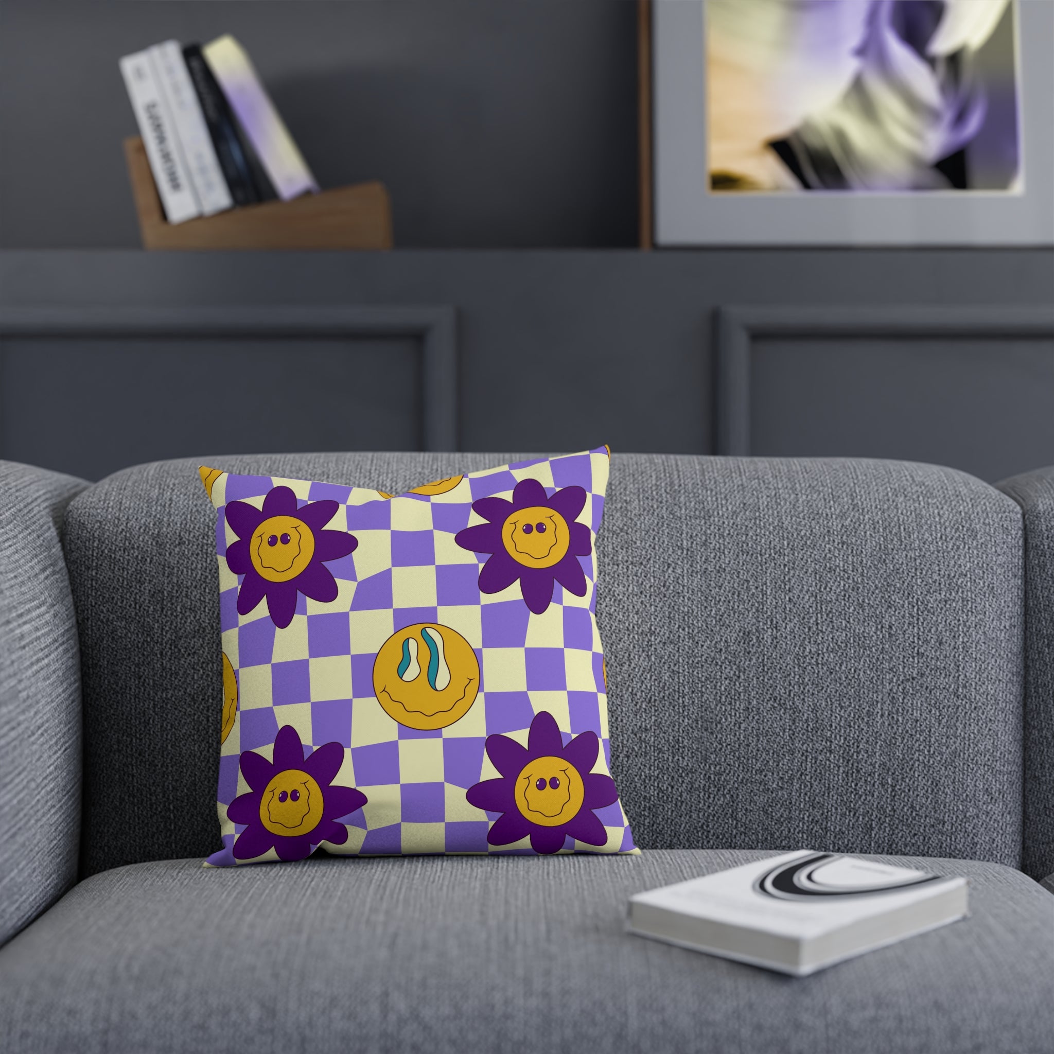 Trippy Flower Power Motifs Pink Cushion, Artsulli - Art is Long, Life is Short, Home Decor, , , , , , , 