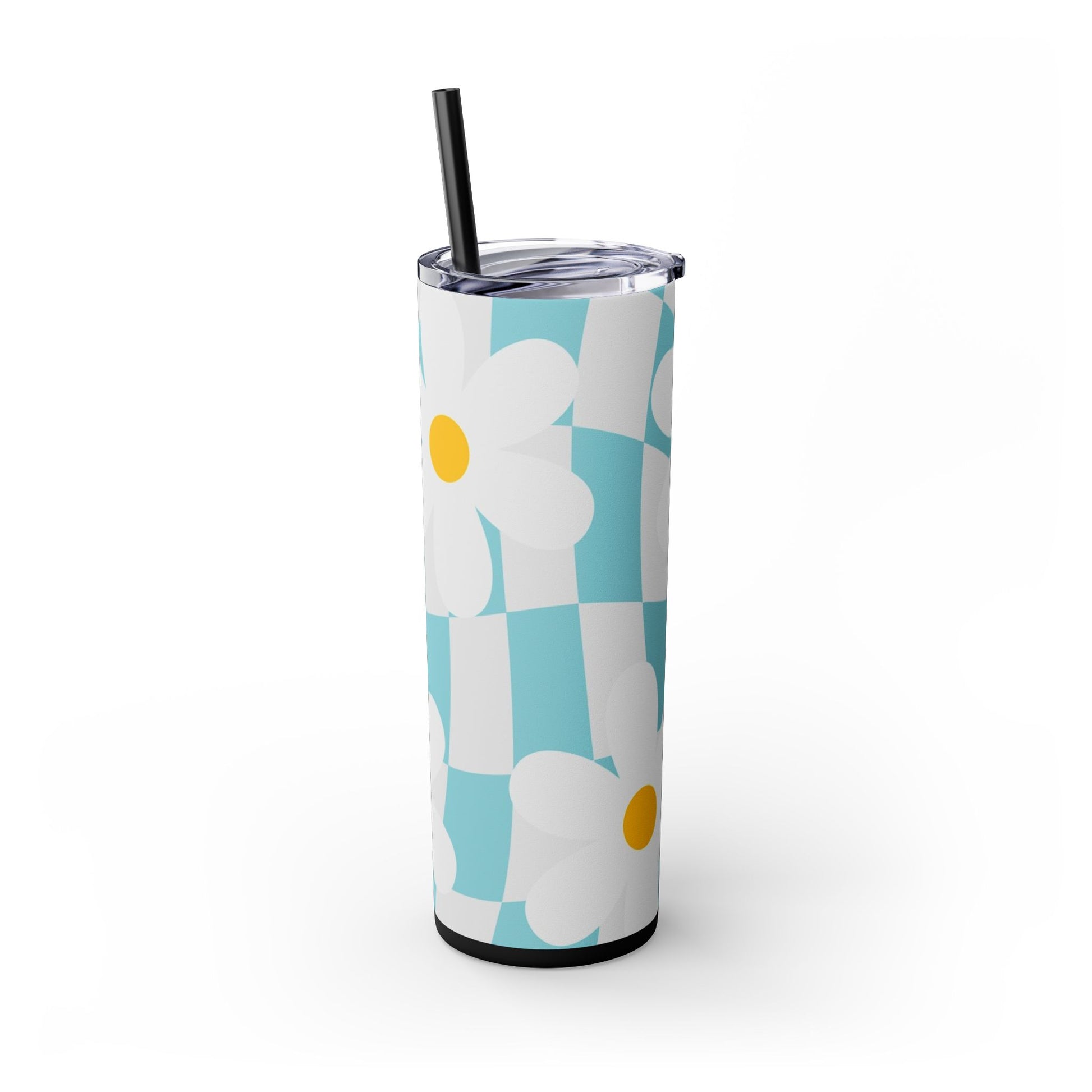 Trippy Check Garden Skinny Tumbler with Straw, 20oz, Artsulli - Art is Long, Life is Short, Mug, , , , , , , 