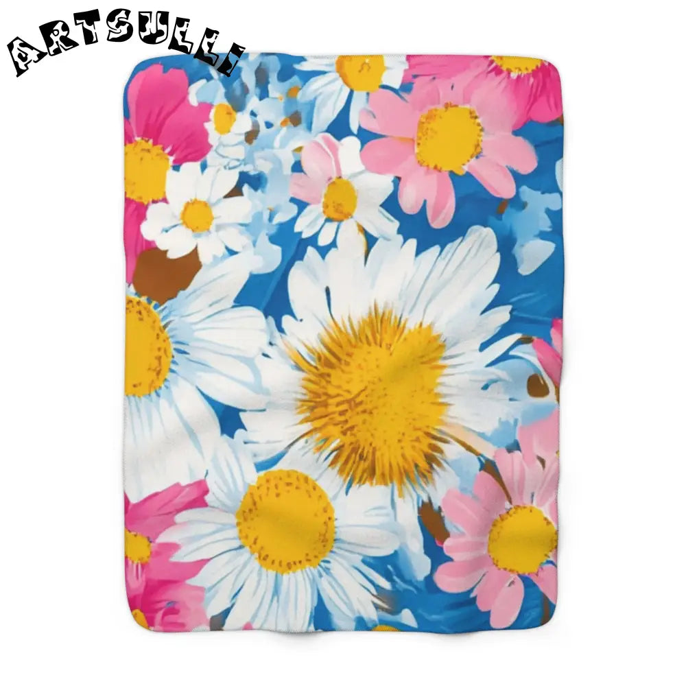 JAKKOUTTHEBXX CDG Daisy Dream Blue Sherpa Fleece Blanket