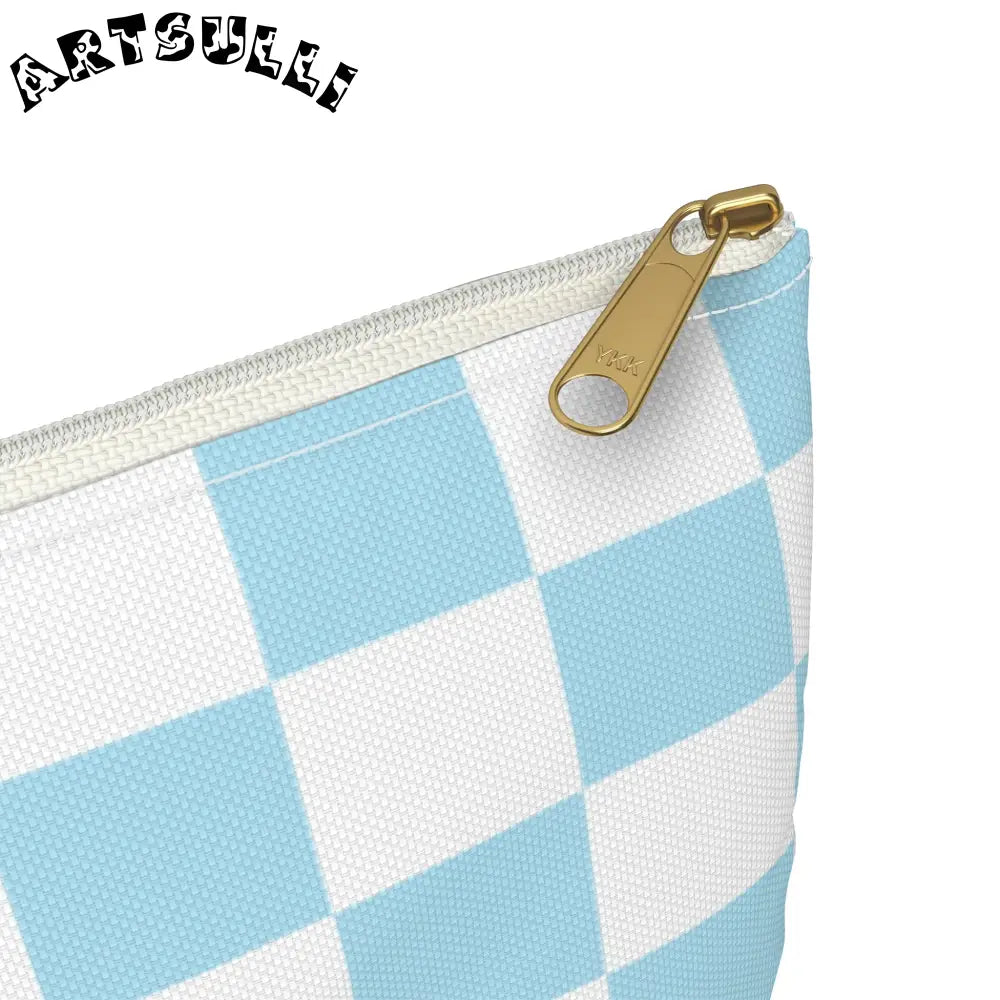 JAKKOUTTHEBXX Checkerboard Sky Blue Accessory Pouch JAKKOUTTHEBXX
