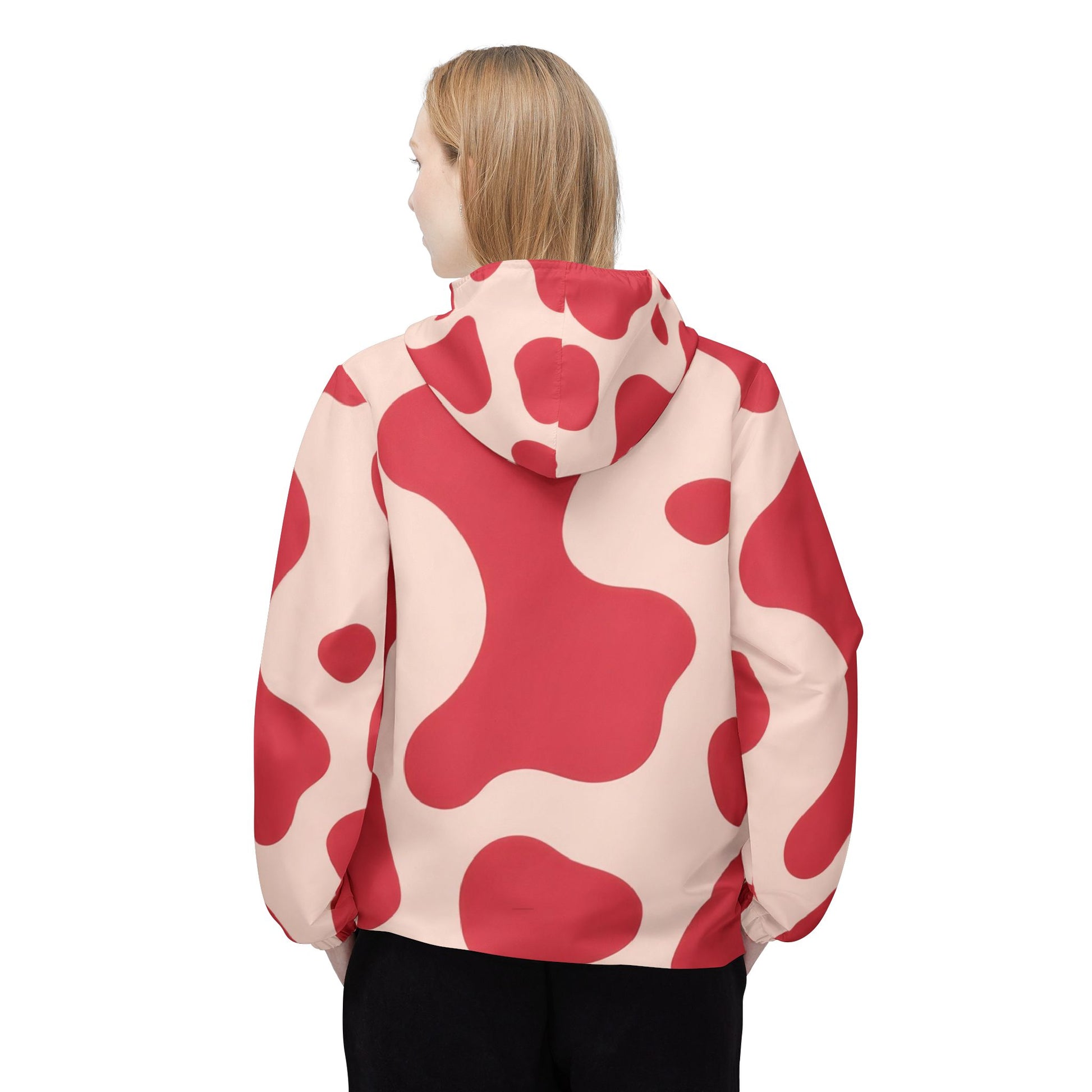 Red Jungle Cow Windbreaker Jacket (AOP), Artsulli - Art is Long, Life is Short, Outerwear, , , , , , , 
