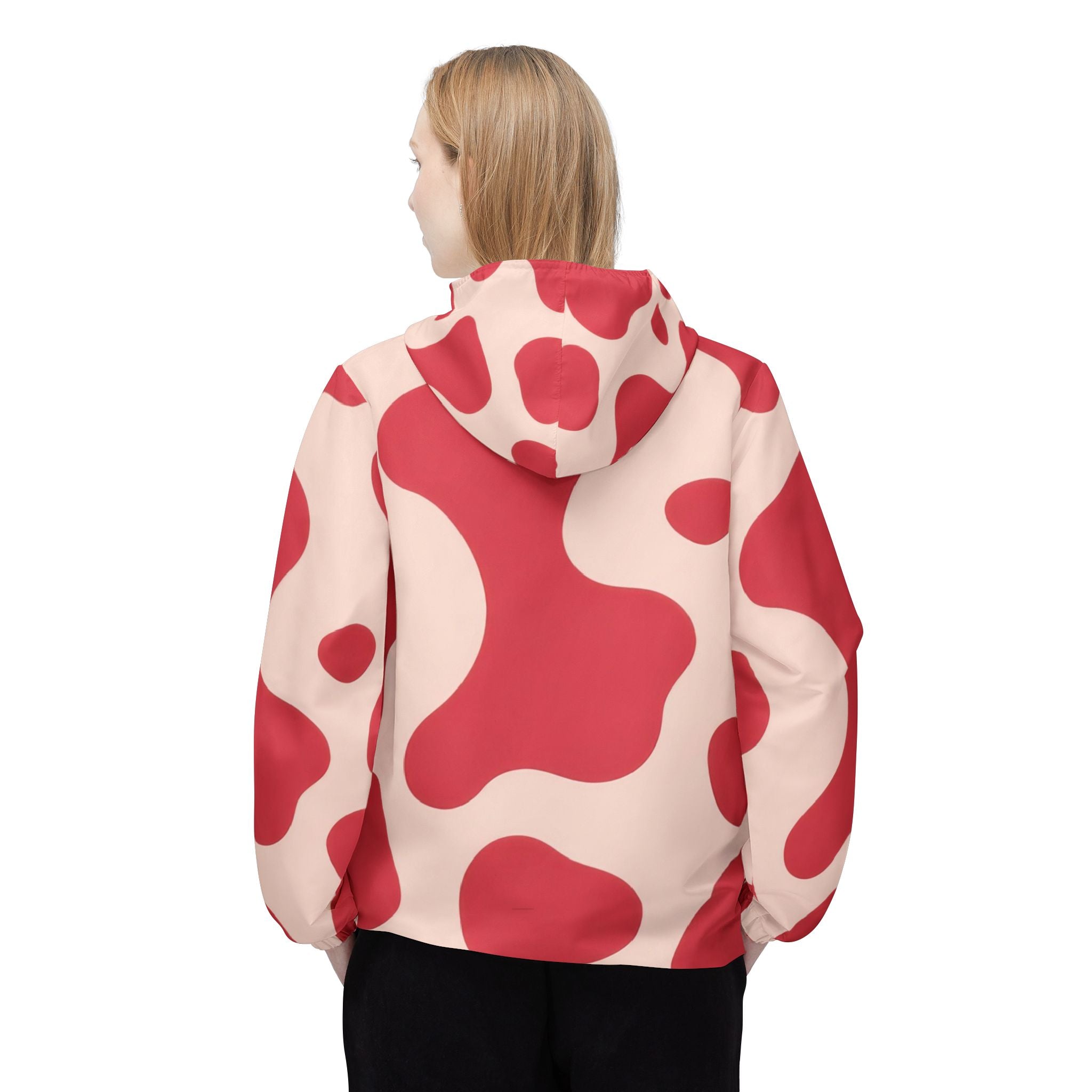Red Jungle Cow Windbreaker Jacket (AOP), Artsulli - Art is Long, Life is Short, Outerwear, , , , , , , 