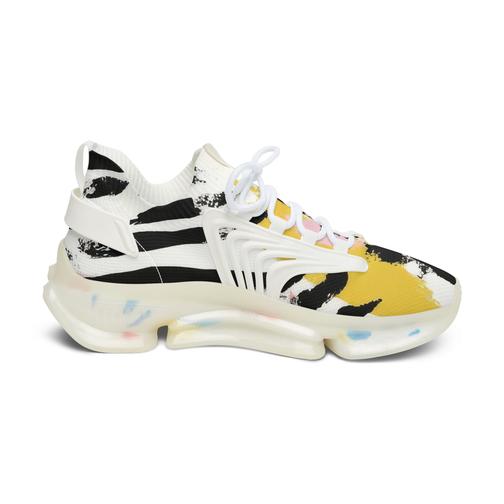 Wild Zebra Stripes x Paint Brush Strokes Multi-Color II Women's Mesh Sneakers, Artsulli - Art is Long, Life is Short, Shoes, , , , , , , 