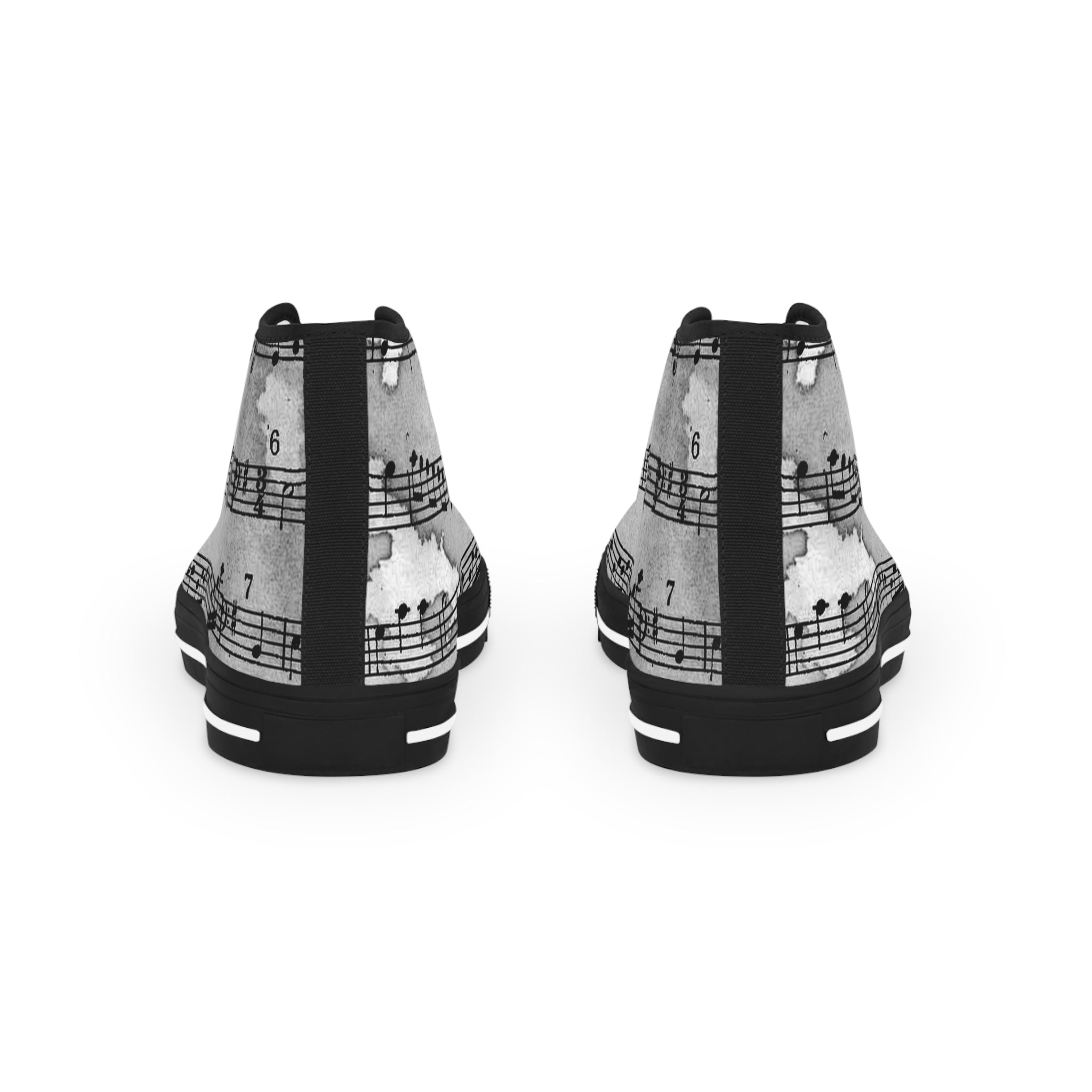 Drip Spill Type Beat Sheet Music Black Men's High Top Sneakers, Artsulli - Art is Long, Life is Short, Shoes, , , , , , , 