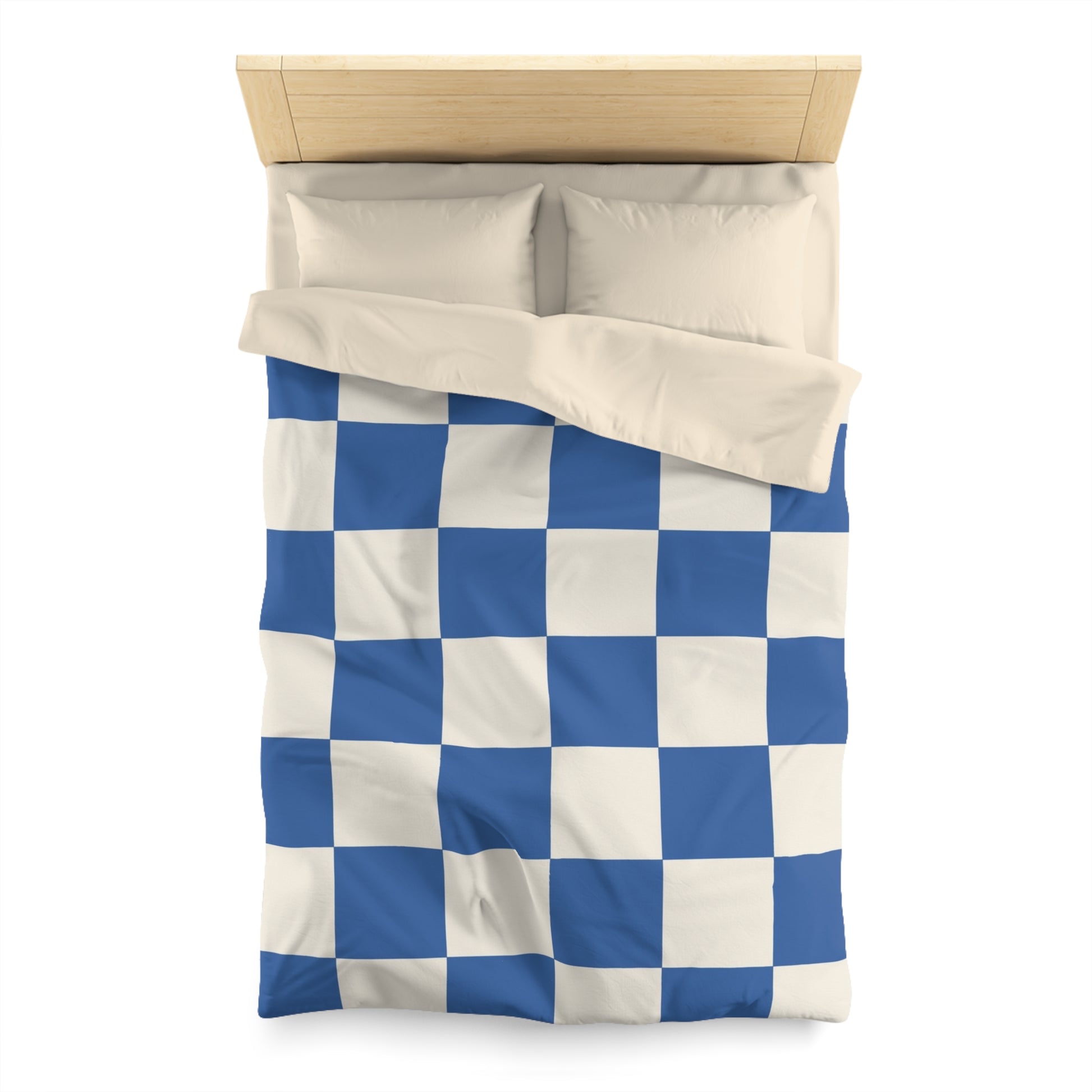 Checkerboard Blue Microfiber Duvet Cover, Artsulli - Art is Long, Life is Short, Home Decor, , , , , , , 