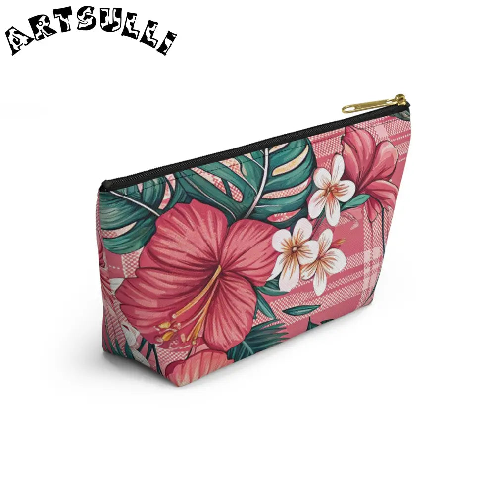 JAKKOUTTHEBXX Plaid x Floral Burgundy and Green Accessory Pouch w