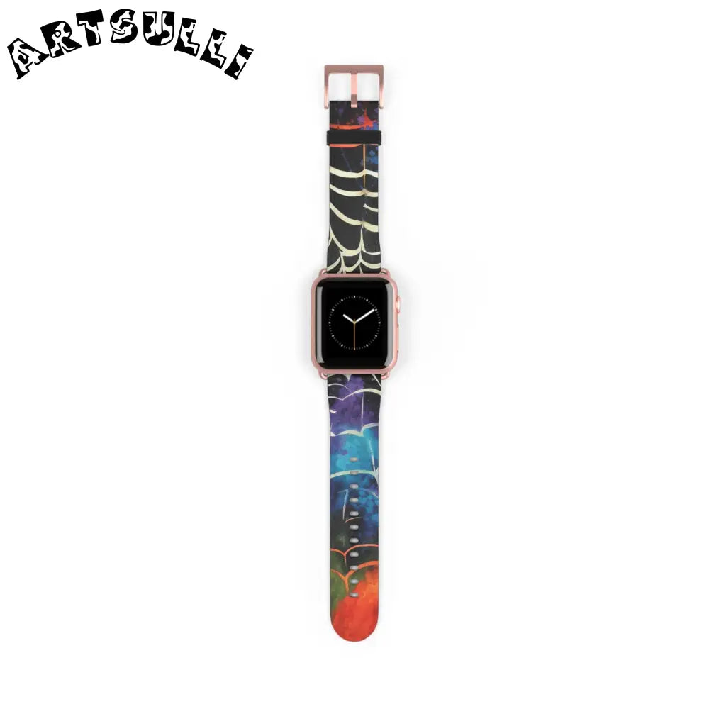 JAKKOUTTHEBXX Colorful Spider Web Faux Leather Watch Band 2025