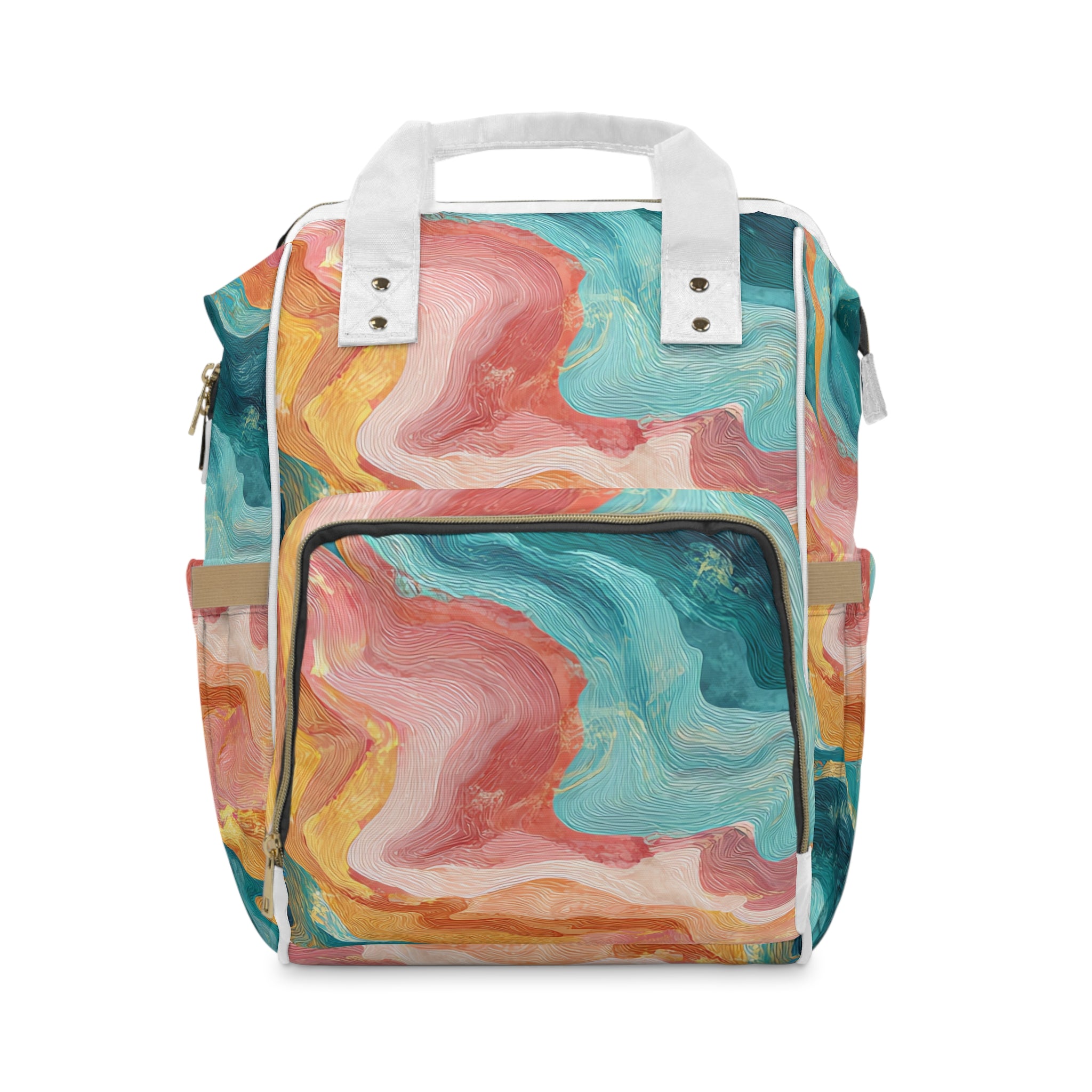 Liquid Marble Spill  Multifunctional Diaper Backpack, Artsulli - Art is Long, Life is Short, Bags, Size, 15.0" × 10.8" × 6.7'', , , , , 12136535837085708214