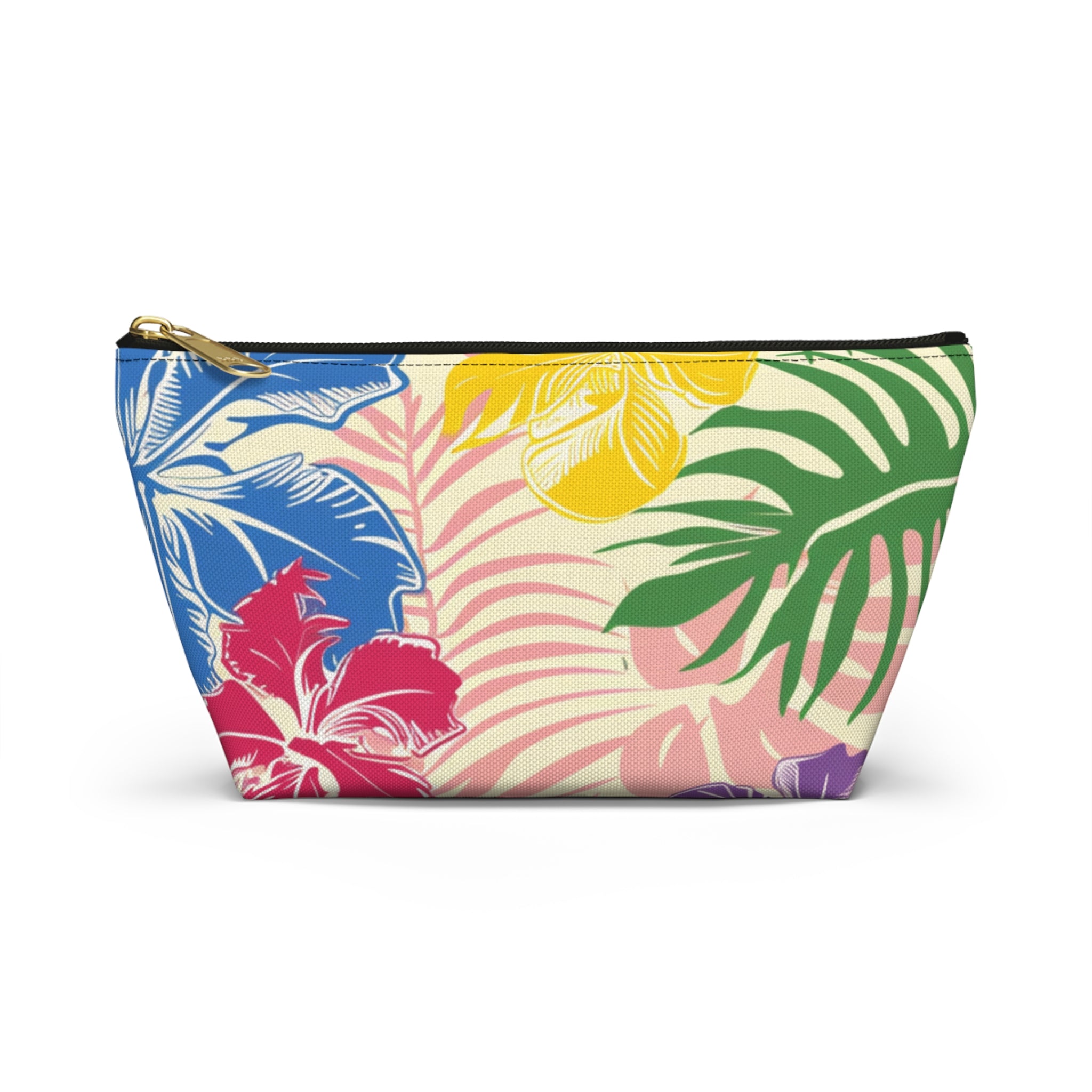 Blooming Tropical Flowers Accessory Pouch w T-bottom, Artsulli - Art is Long, Life is Short, Bags, Size, Small, Color, Black zipper, , , 21822197406373018557