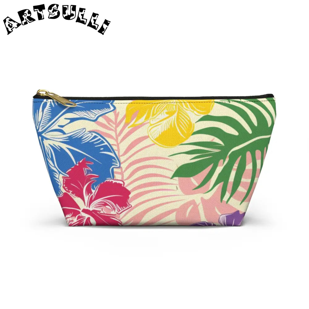 Blooming Tropical Flowers Accessory Pouch w T-bottom, Artsulli - Art is Long, Life is Short, Bags, Size, Small, Color, Black zipper, , , 21822197406373018557