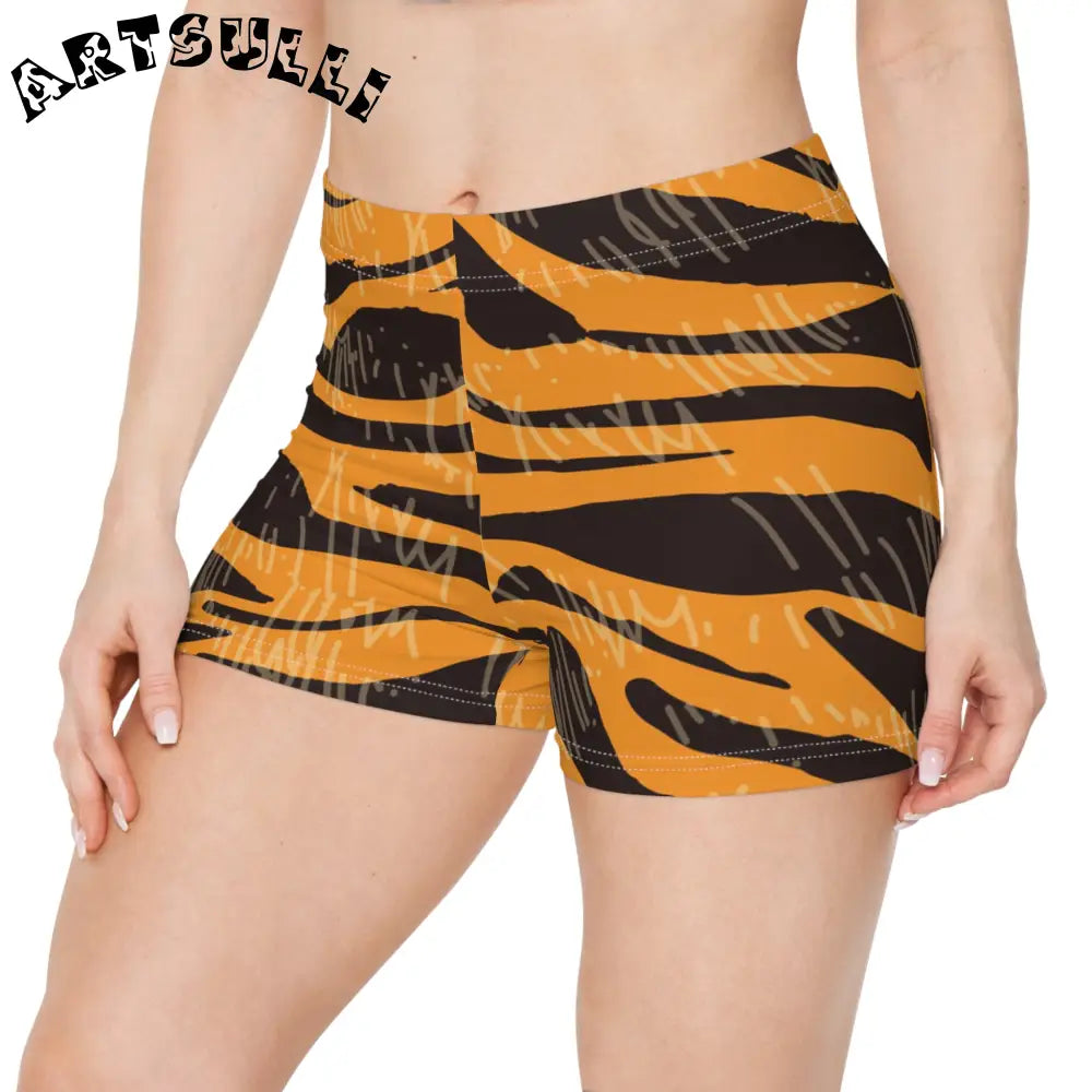 JAKKOUTTHEBXX Tiger Scratches Orange & Black Women’s Shorts (AOP)