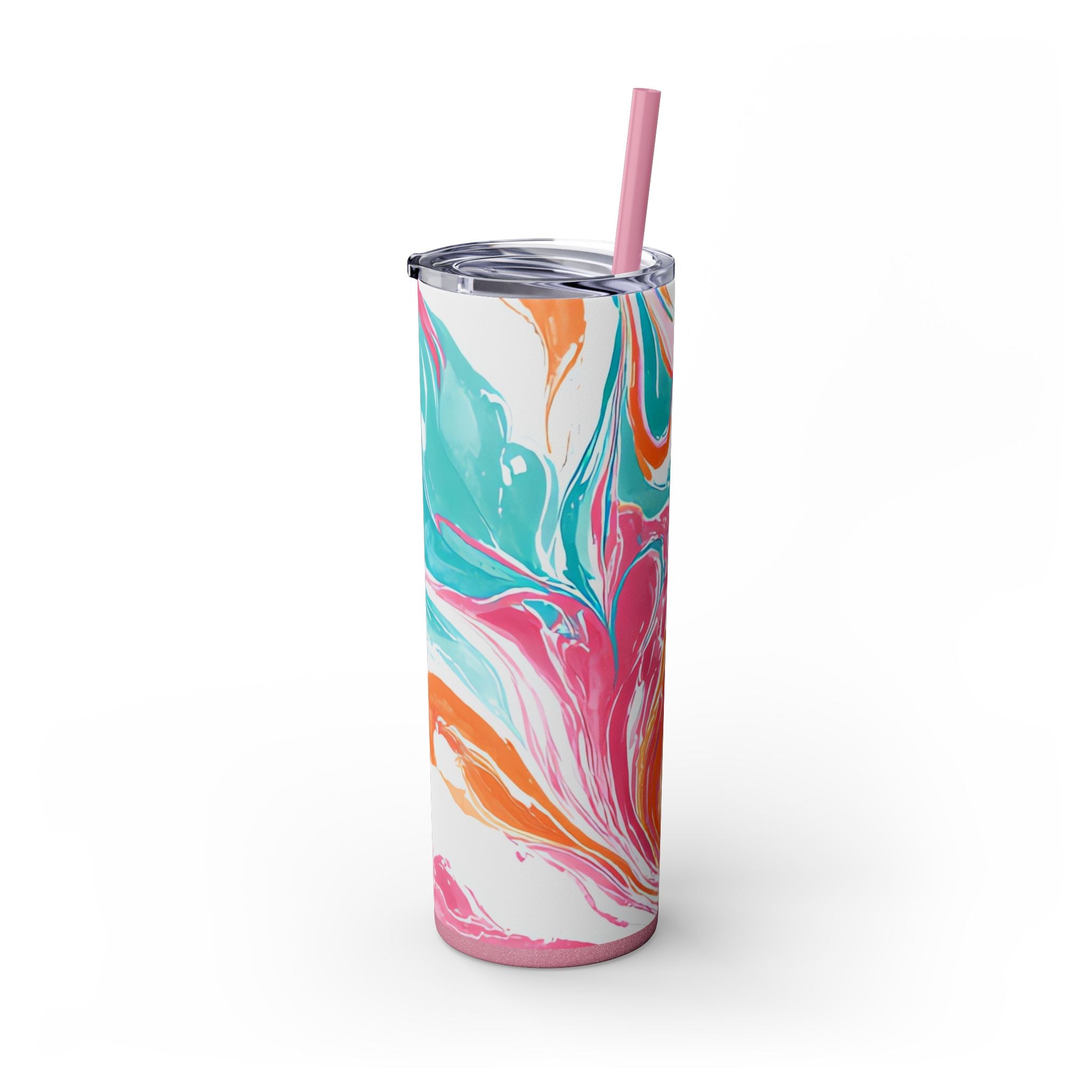 Liquid Pastel Spill Multi-Color Skinny Tumbler with Straw, 20oz, Artsulli - Art is Long, Life is Short, Mug, , , , , , , 