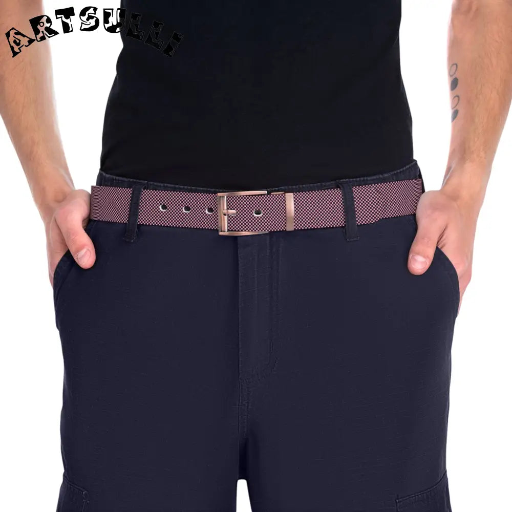 JAKKOUTTHEBXX Checkerboard Black and Pink Belt JAKKOUTTHEBXX