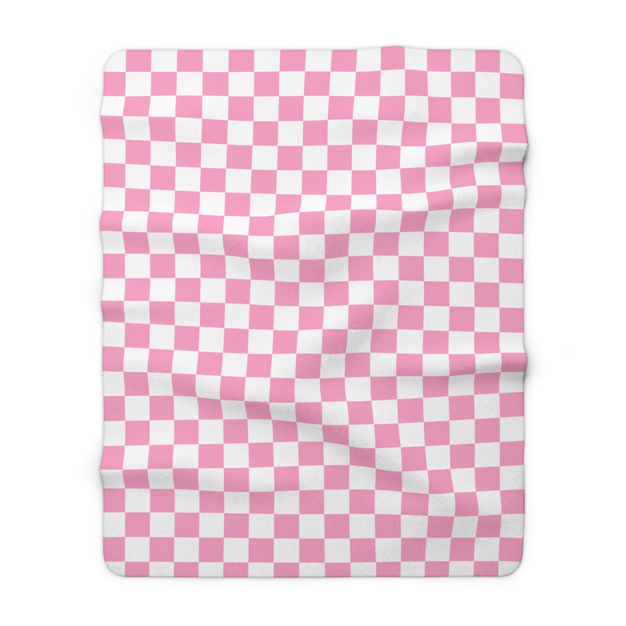 Checkerboard II Hot Pink and White Sherpa Fleece Blanket, Artsulli - Art is Long, Life is Short, Home Decor, Size, 60" × 80", , , , , 13804500466393493110