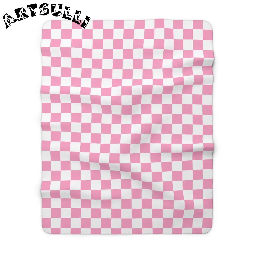JAKKOUTTHEBXX Checkerboard II Hot Pink and White Sherpa Fleece
