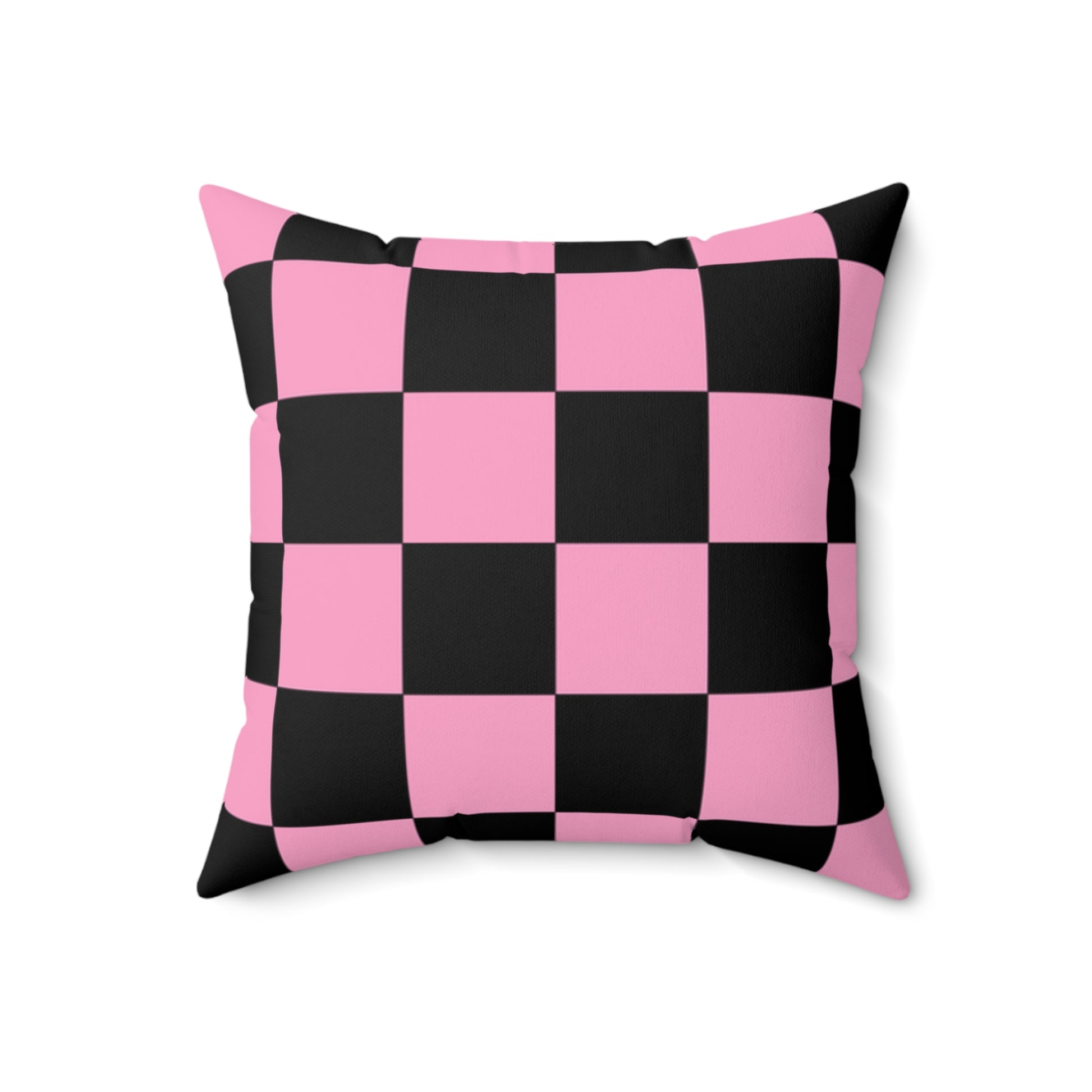 Checkerboard Black and Pink Spun Polyester Square Pillow, Artsulli - Art is Long, Life is Short, Home Decor, Size, 18" × 18", , , , , 29978692863095270853