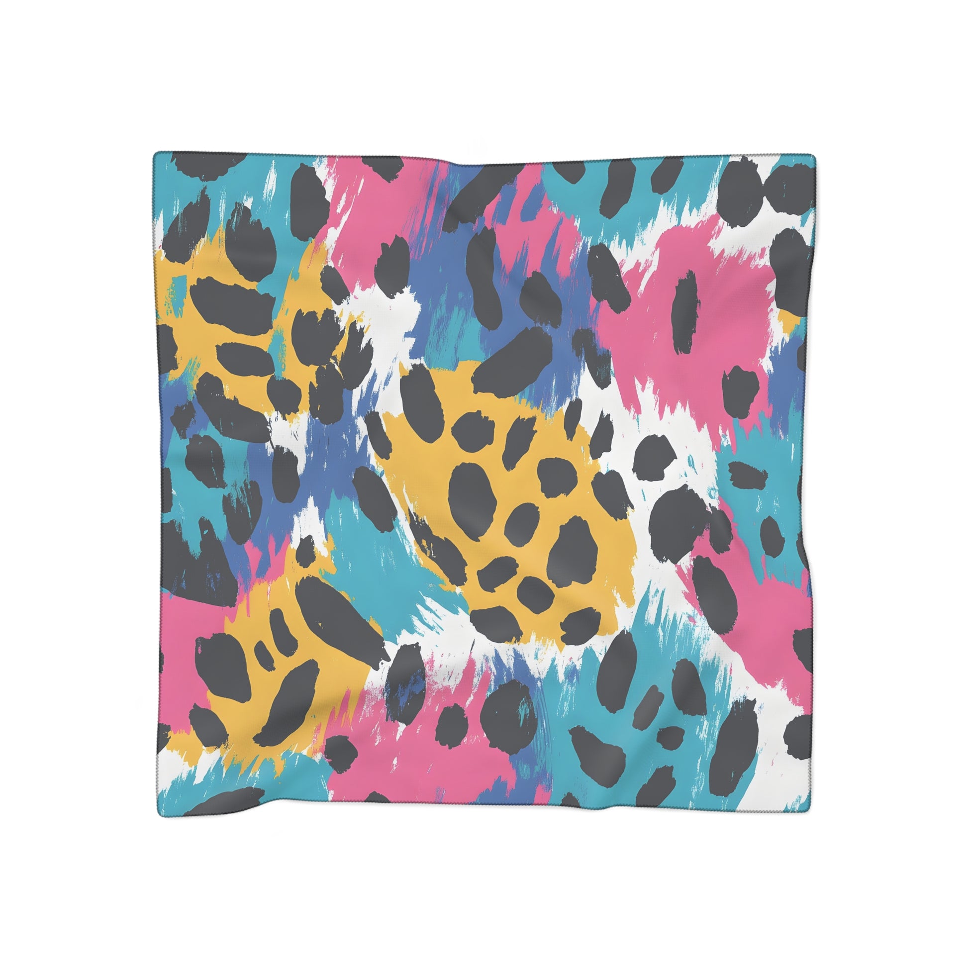 Leopard Print x Paint Brush Strokes Multi-Color Poly Scarf, Artsulli - Art is Long, Life is Short, Accessories, Color, Poly chiffon, Size, 50" × 50", , , 33225609882772551782