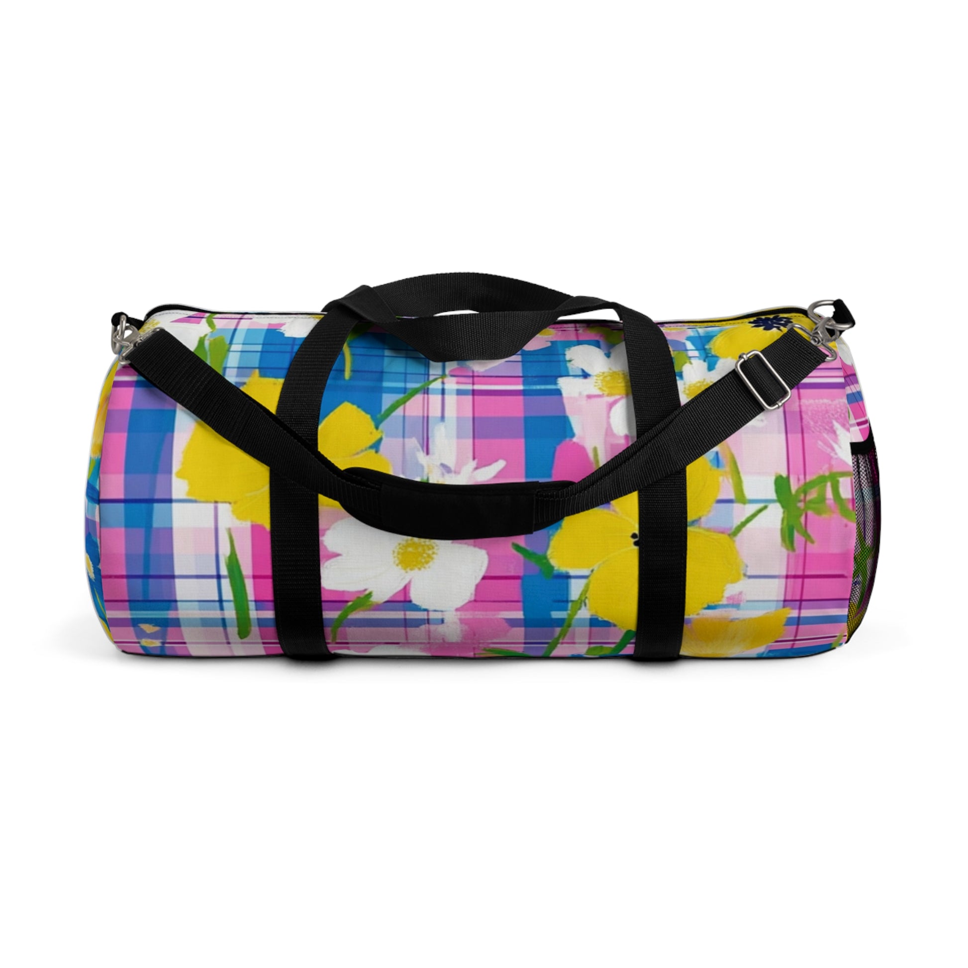 Plaid Garden II Pink and Purple Duffel Bag, Artsulli - Art is Long, Life is Short, Bags, Size, Large, , , , , 91572681848688