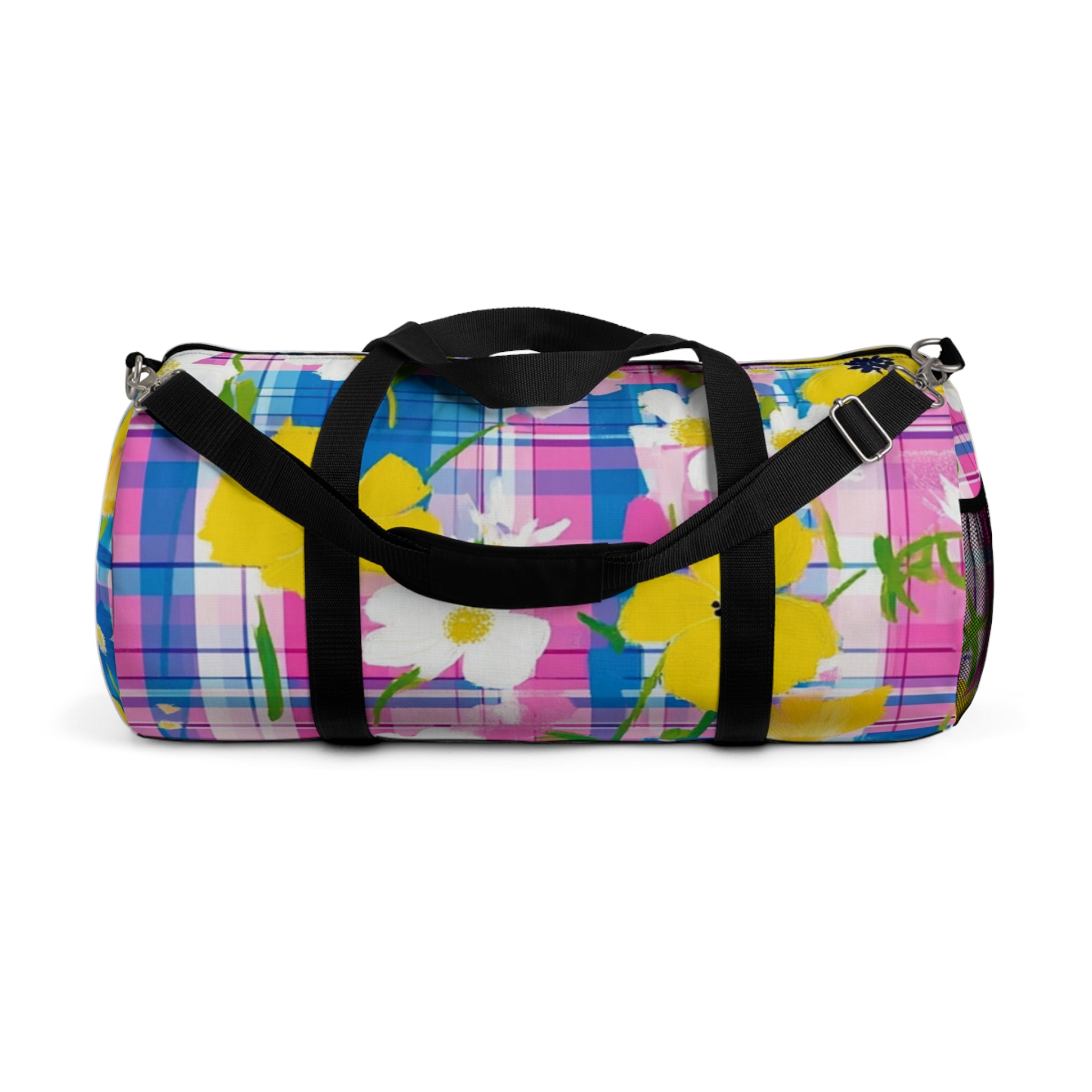 Plaid Garden II Pink and Purple Duffel Bag, Artsulli - Art is Long, Life is Short, Bags, Size, Large, , , , , 91572681848688
