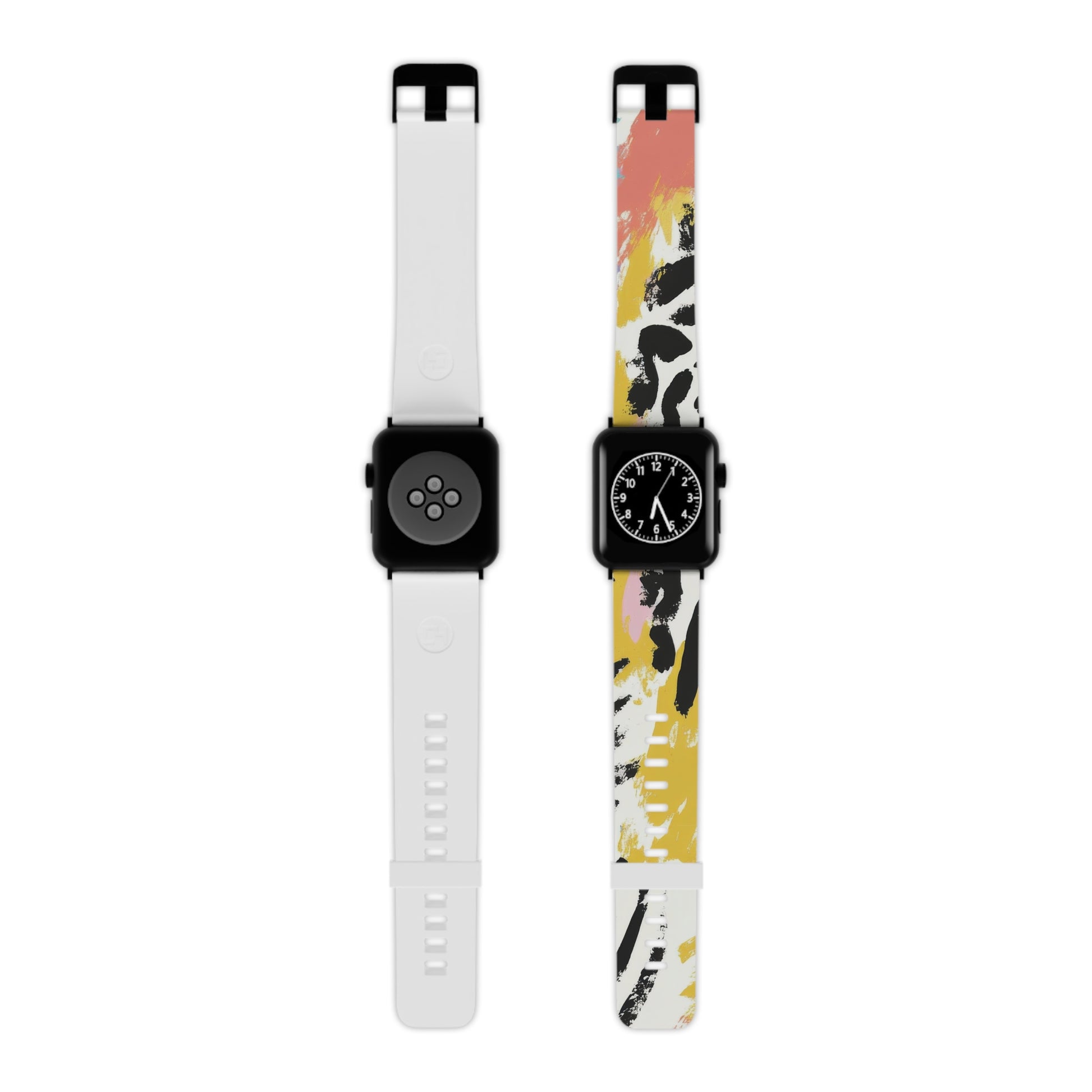 Wild Zebra Stripes x Paint Brush Strokes Multi-Color II Watch Band for Apple Watch, Artsulli - Art is Long, Life is Short, Accessories, Size, 8'' × 0.75'' / 38 - 40 mm, Color, Black, , , 15774591316386