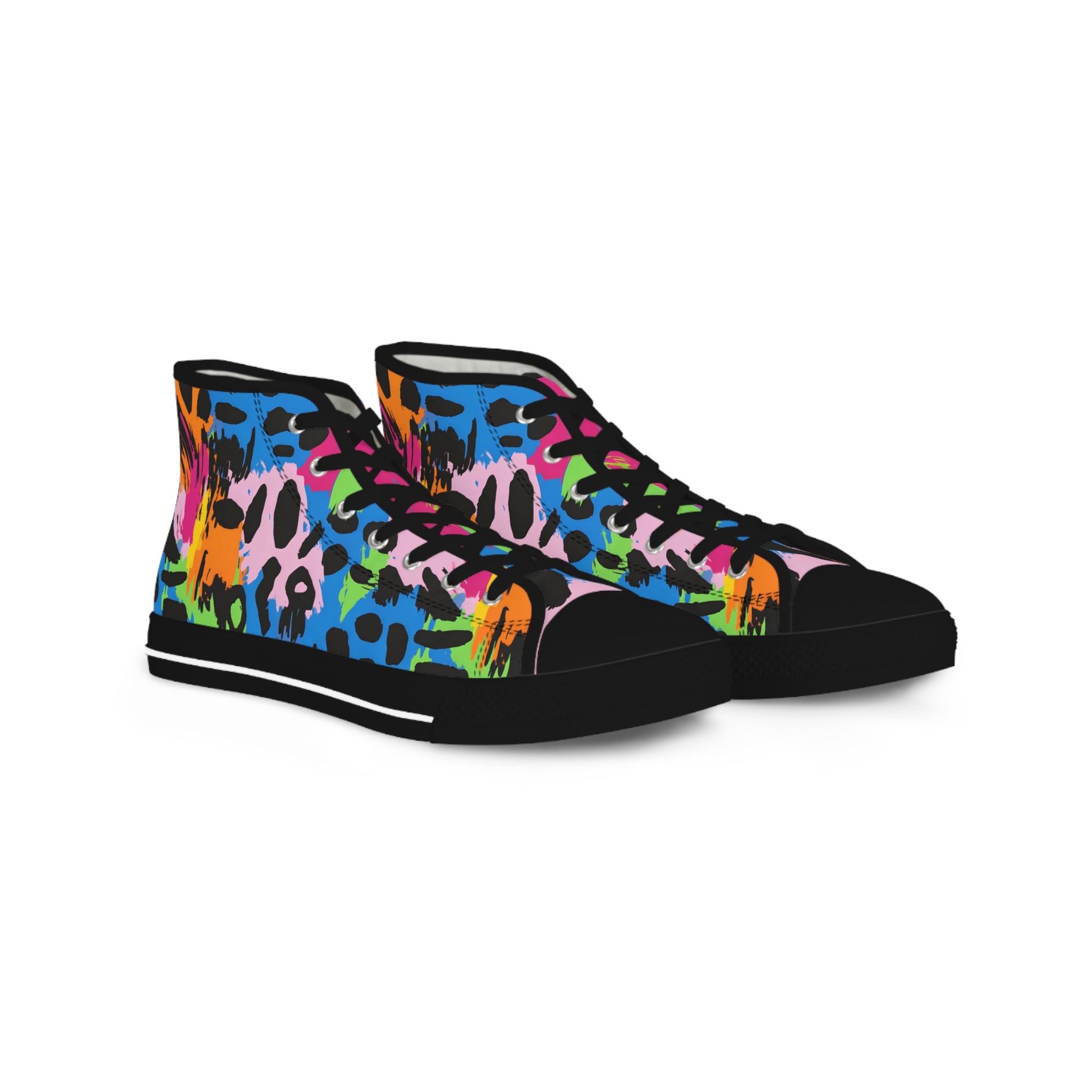 90s Neon II Men's High Top Sneakers, Artsulli - Art is Long, Life is Short, Shoes, Size, US 5, Color, Black sole, , , 99481458570824076973