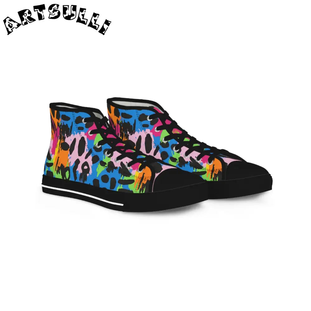 90s Neon II Men's High Top Sneakers, Artsulli - Art is Long, Life is Short, Shoes, Size, US 5, Color, Black sole, , , 99481458570824076973