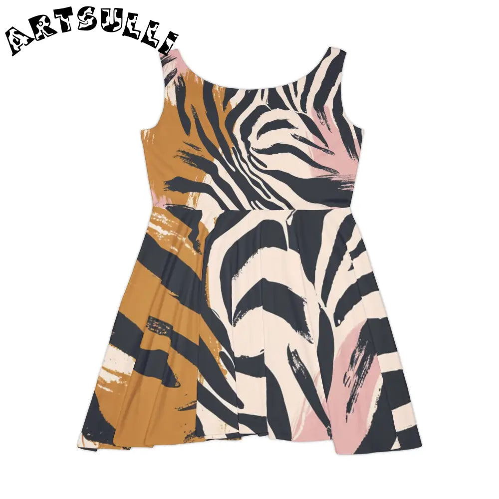 JAKKOUTTHEBXX Abstract Animal Print Sleeveless Skater Dress