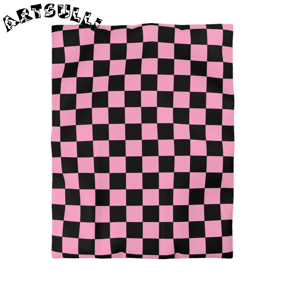 JAKKOUTTHEBXX Checkerboard Black and Pink Microfiber Duvet Cover