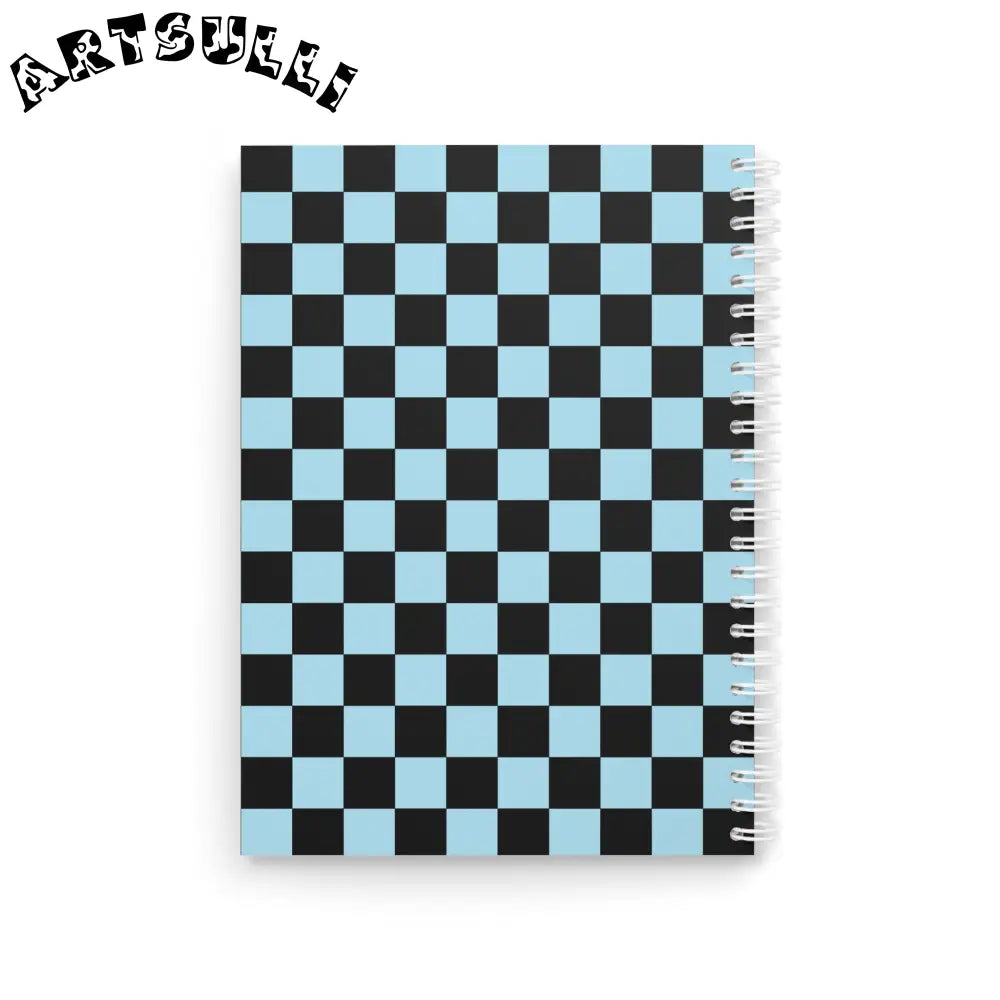 JAKKOUTTHEBXX Checkerboard Black and Blue Spiral Notebook