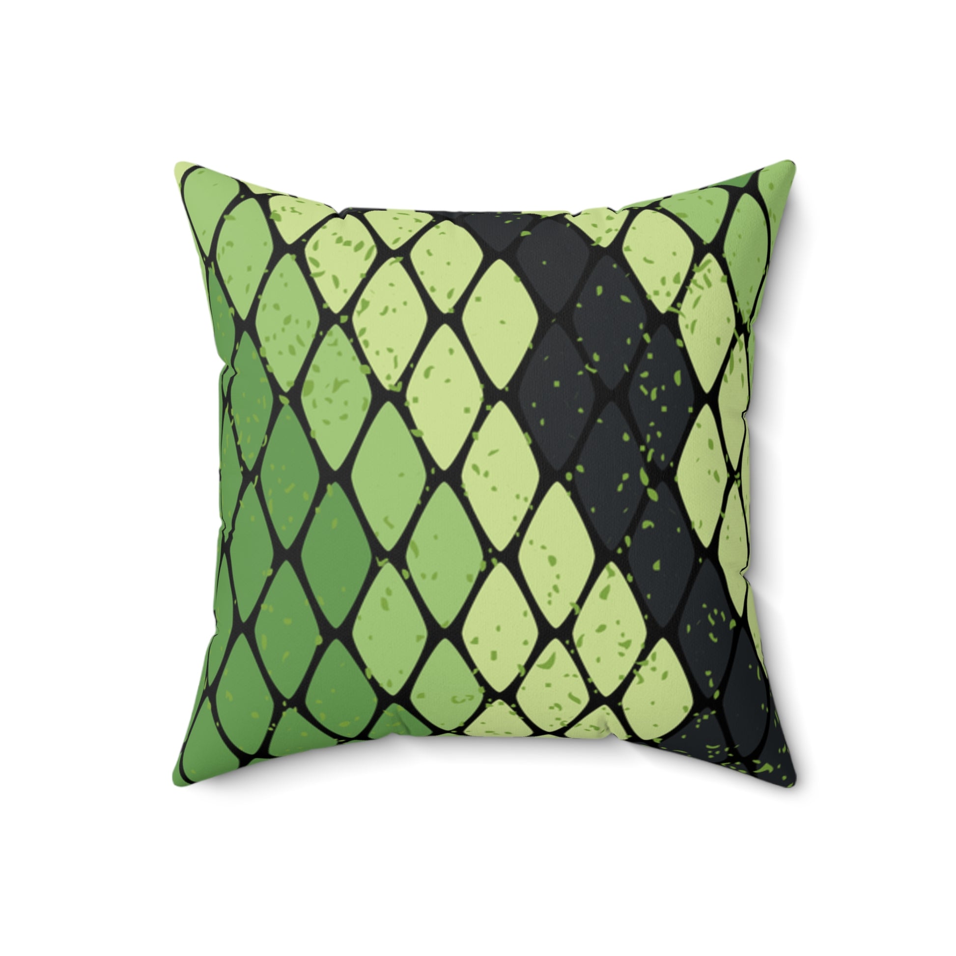 Snake Skin Green and Black Faux Suede Square Pillow, Artsulli - Art is Long, Life is Short, Home Decor, Size, 18" × 18", , , , , 11174036229144