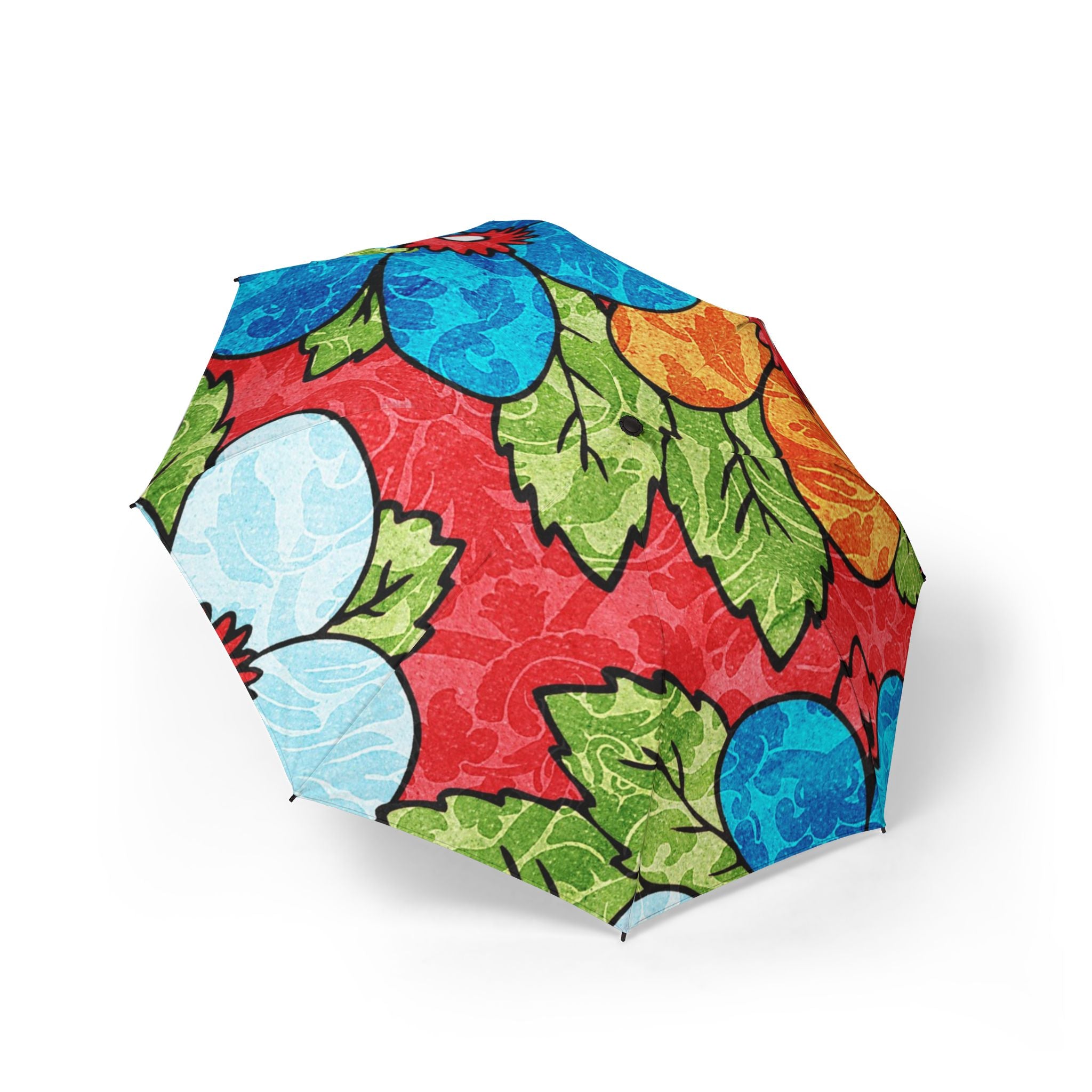 Groovy Red Floral Kl Semi-Automatic Foldable Umbrella, Artsulli - Art is Long, Life is Short, Accessories, Size, One size, , , , , 26540589624533471645