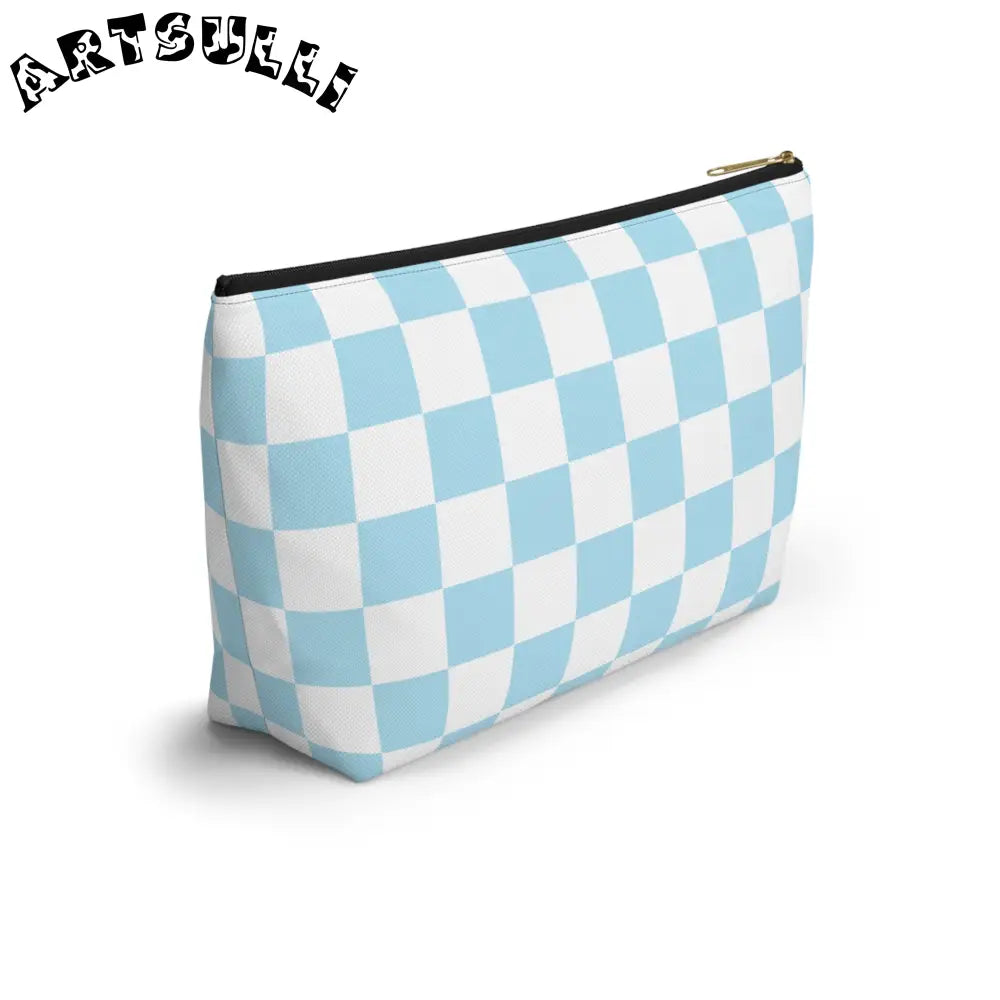 JAKKOUTTHEBXX Checkerboard Sky Blue Accessory Pouch w T-bottom